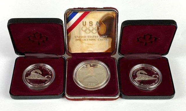 Group of 3 US and Canadian Mint Commemorative Silver Dollars