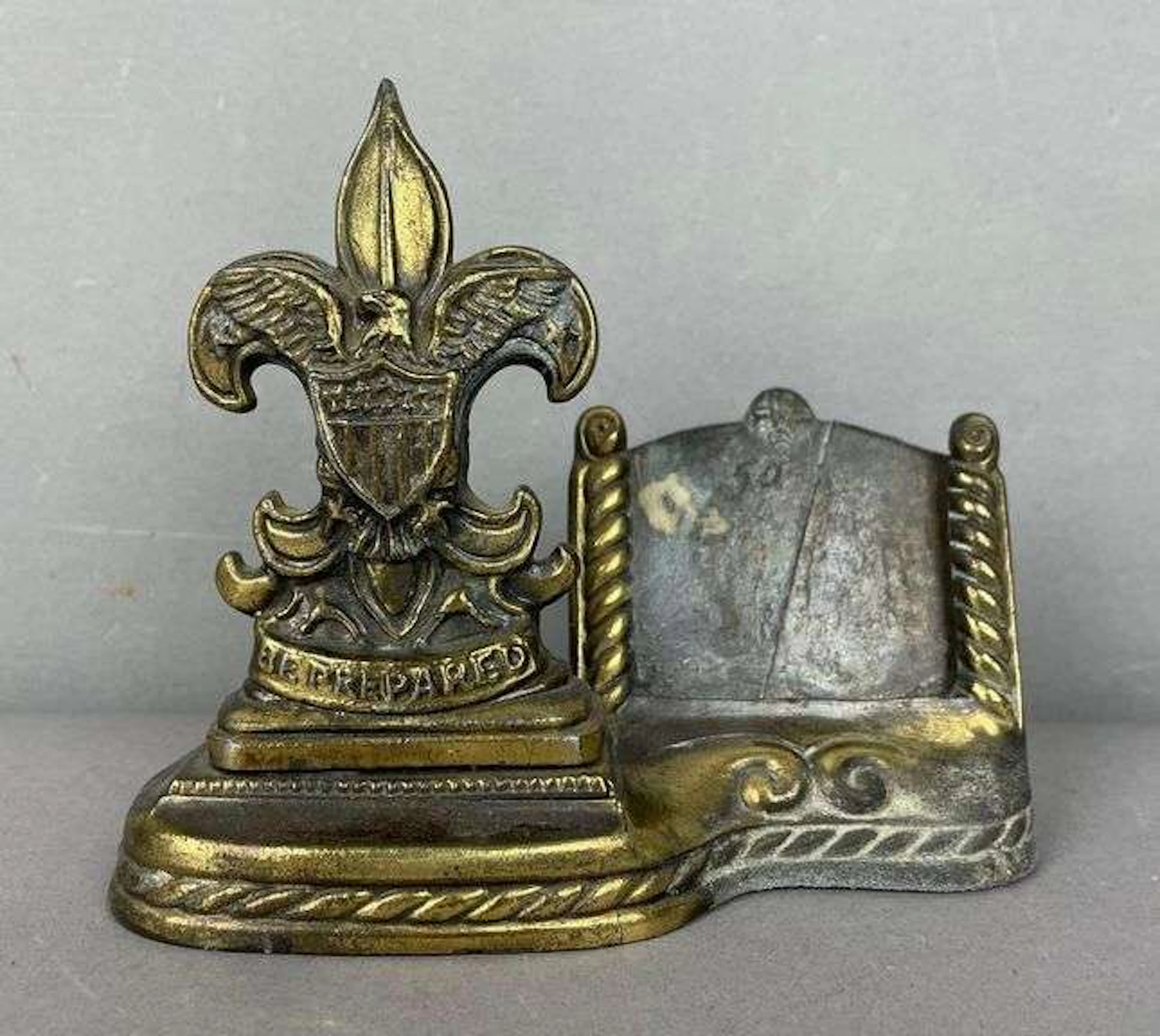 Vintage Die-Cast Metal Boy Scout Desk Accessory