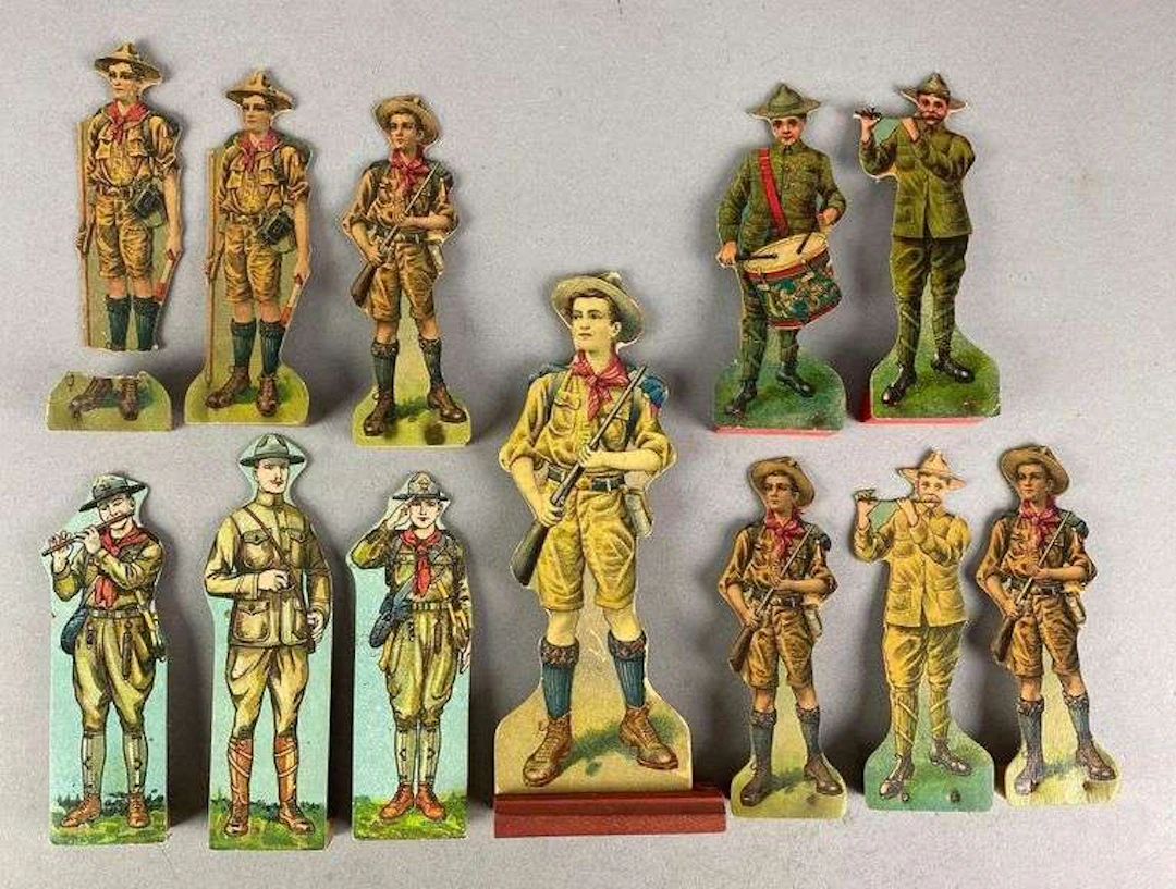 Group of Antique Boy Scouts Cardboard Standup Figures