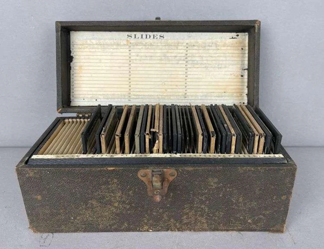 Box of Vintage Boy Scouts Educational Glass Slides