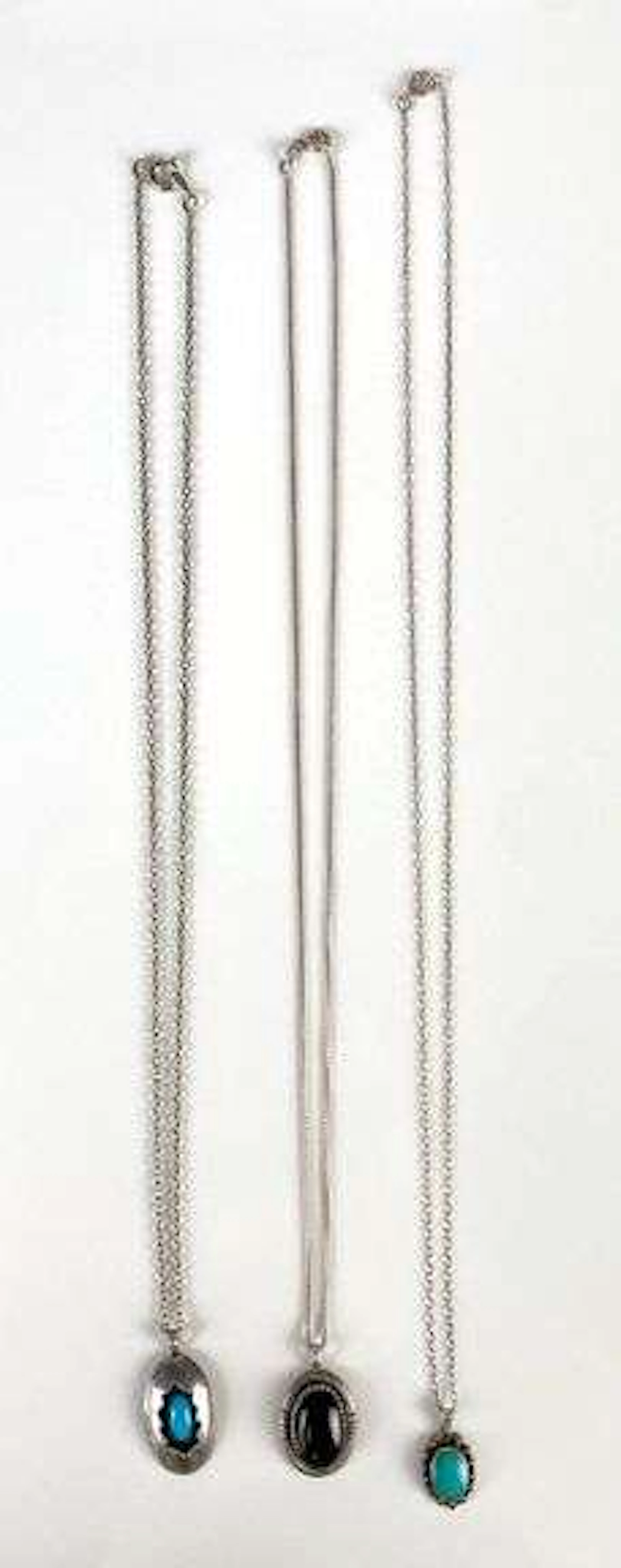 Group of 3 Sterling Silver Native American Style Pendant Necklaces