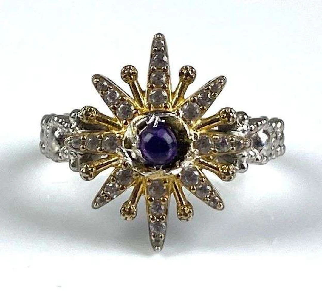 Sterling Silver Rhinestone Star Ring