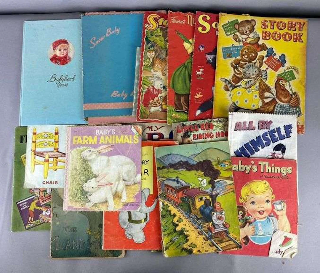 Group of Vintage 1950’s Children Cloth Books and More