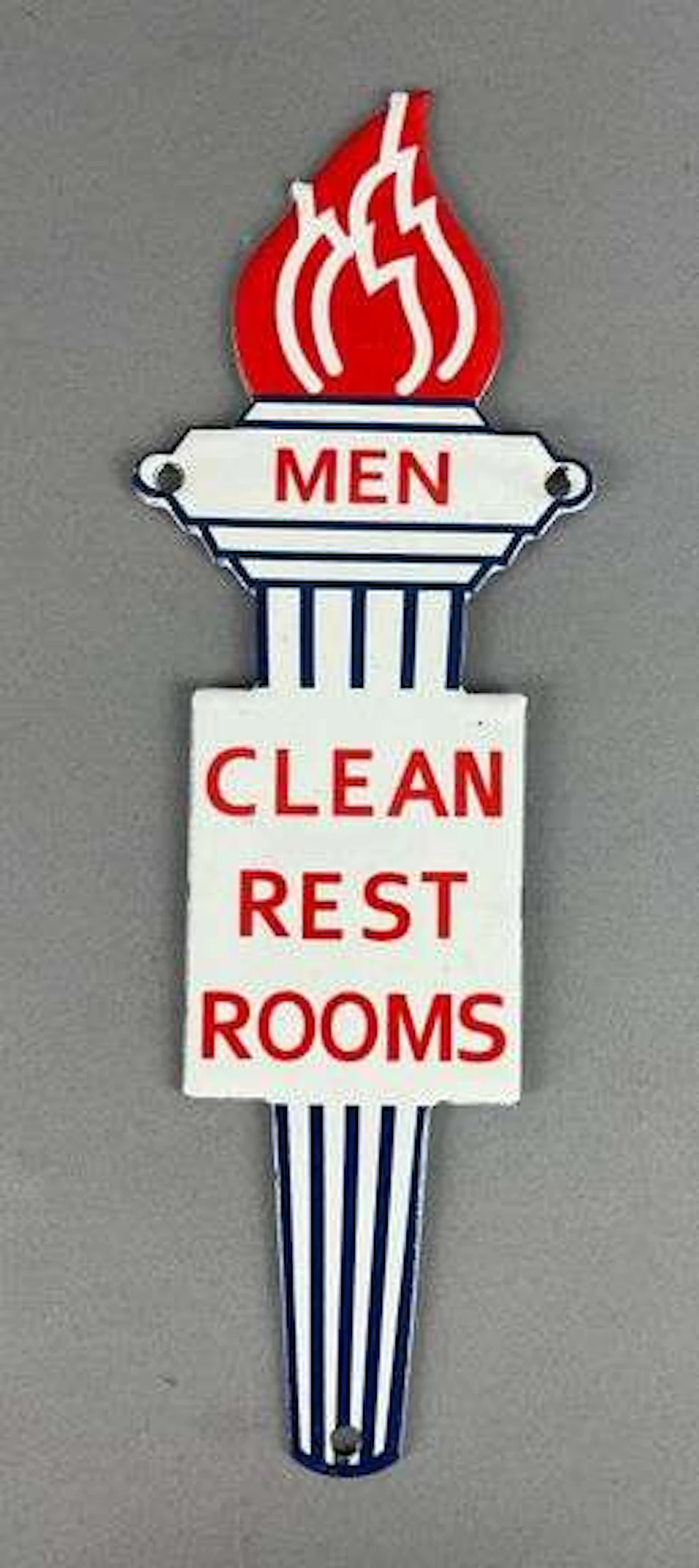 Standard Oil Clean Restrooms Porcelain Torch Sign