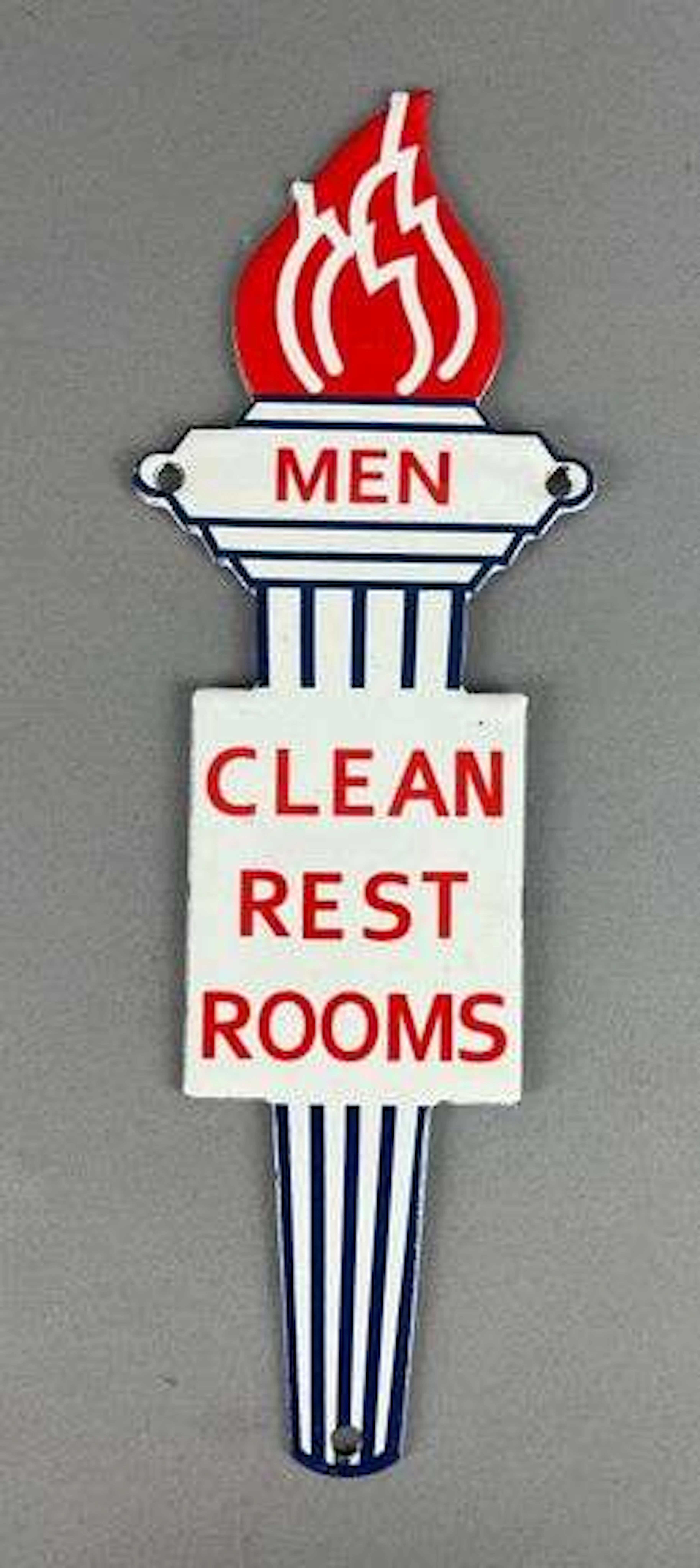 Standard Oil Clean Restrooms Porcelain Torch Sign