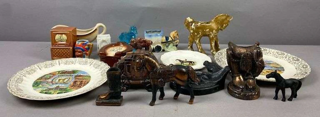Group of Vintage Equestrian/ Wild West Themed Coin Banks and More