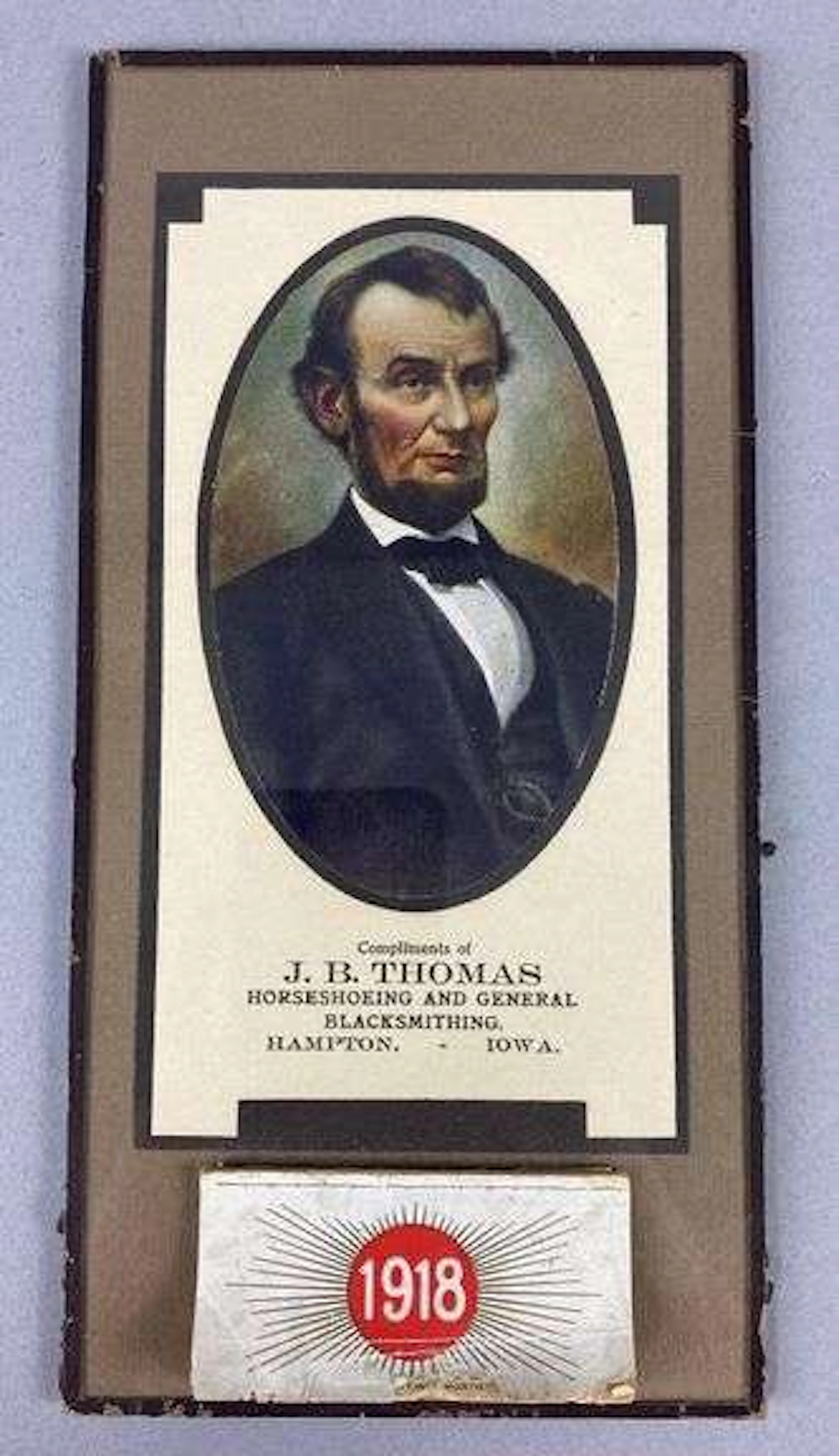 Antique 1918 J.B. Thomas Lincoln Calendar