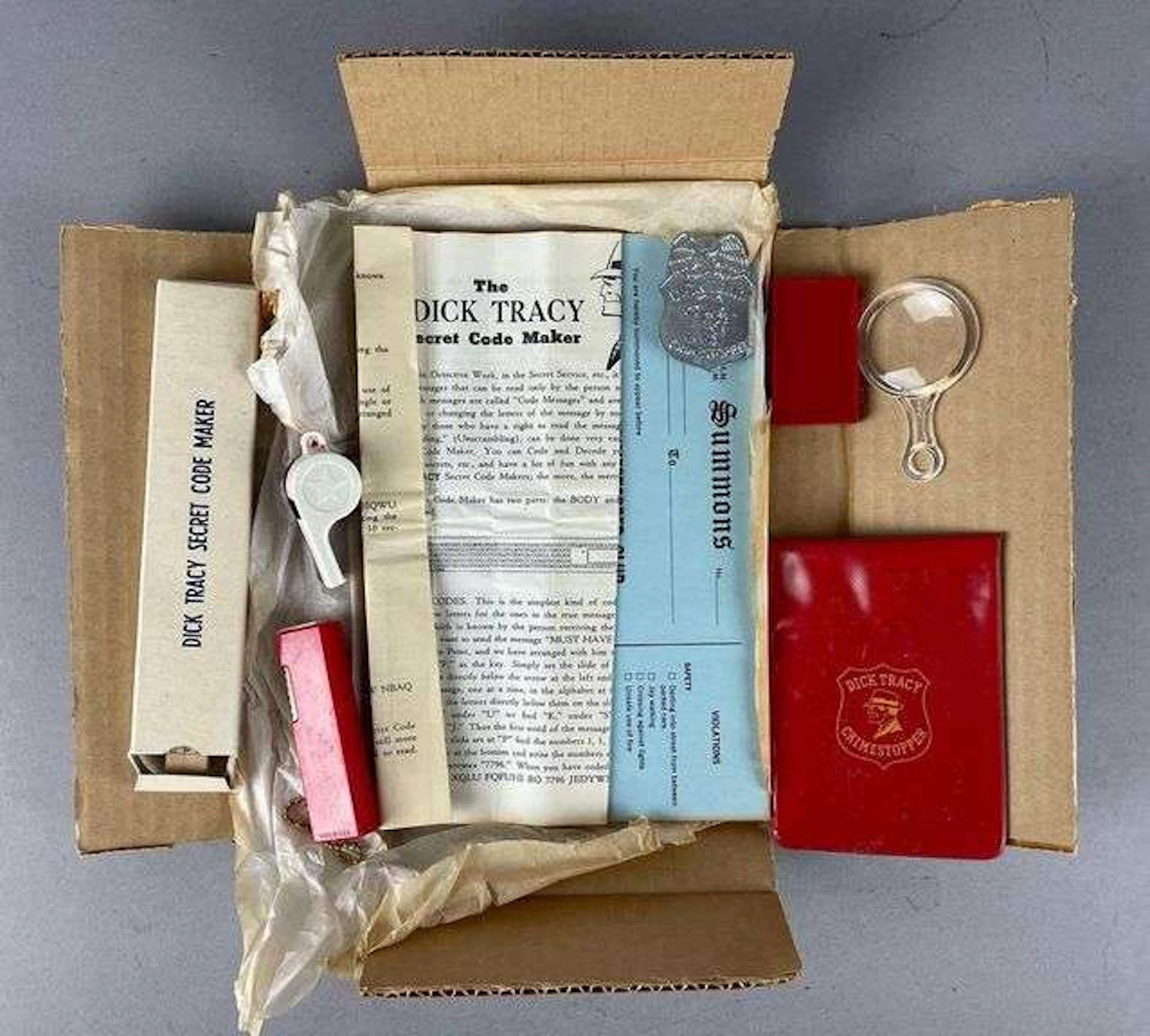 1961 Dick Tracy Crimestopper Club Secret Code Maker Detective Kit