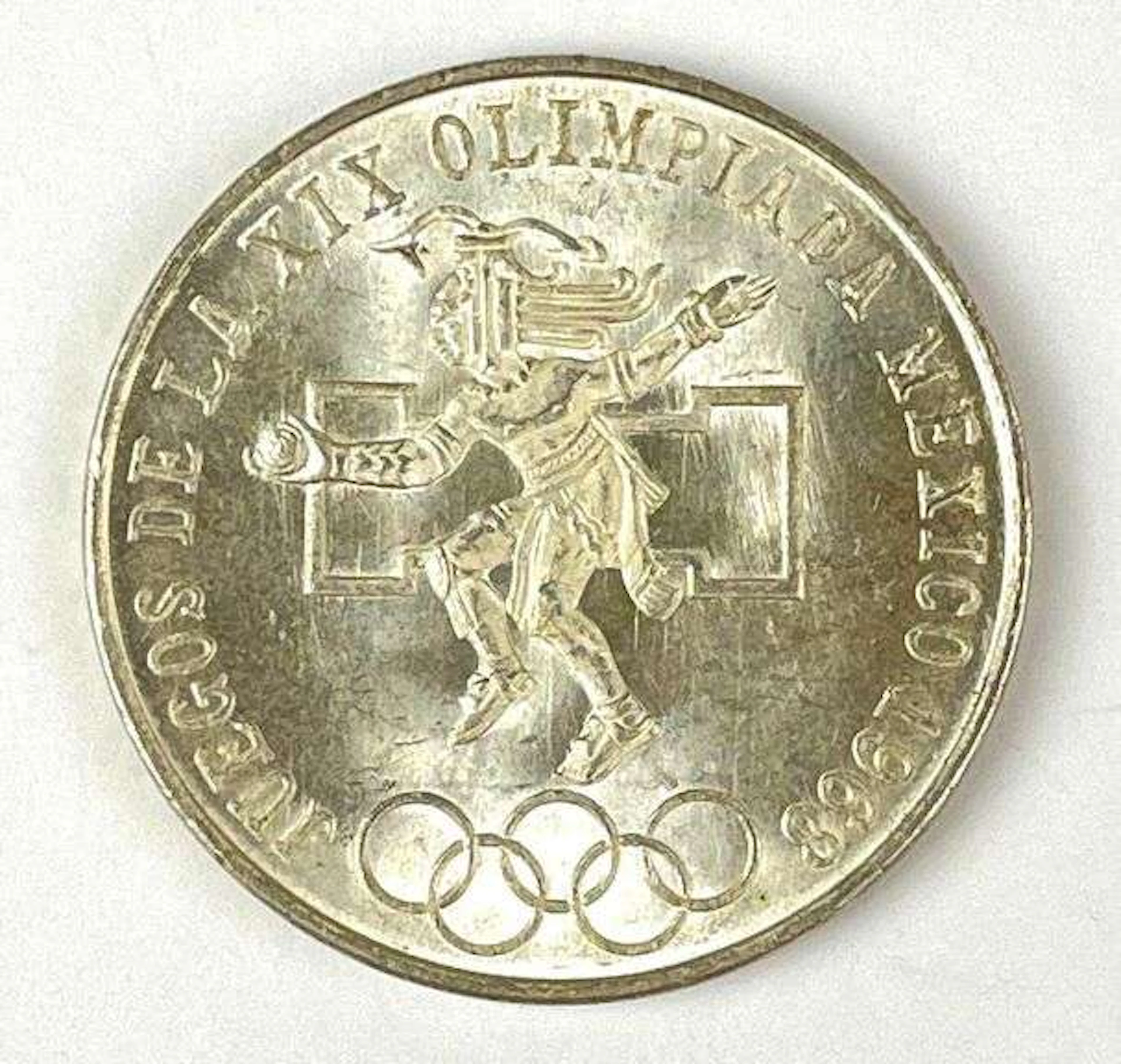 1968 Mexico 25 Pesos Olympic 22 Gram .720 Silver Coin