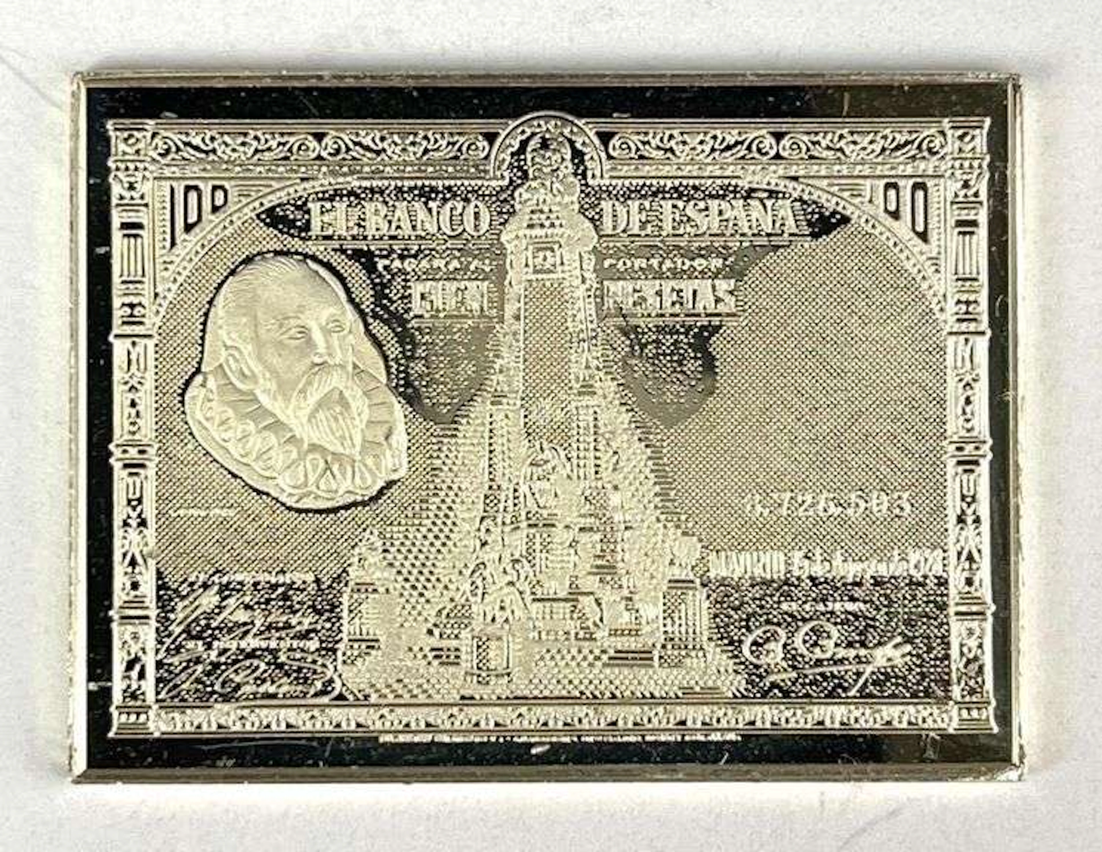 The Franklin Mint Spain 100 Pesetas Note Design .29 oz .925 Sterling