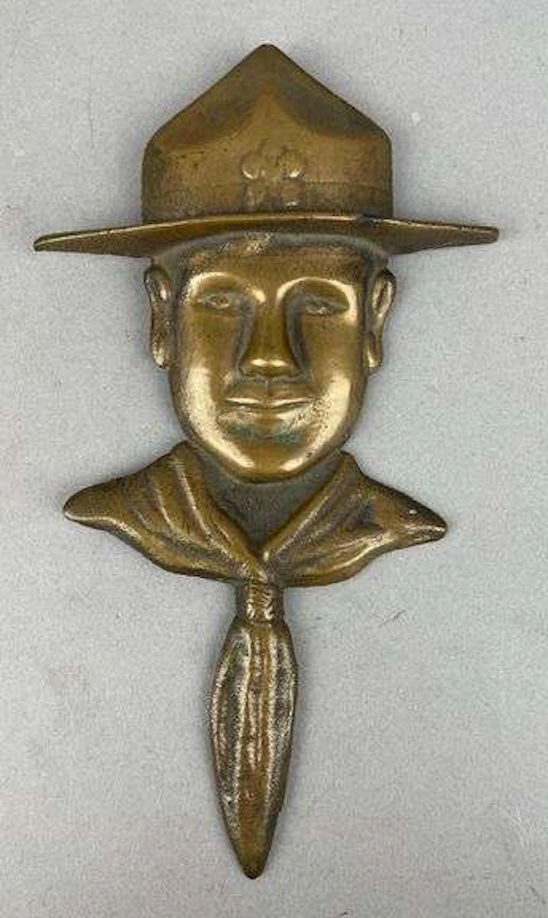 Vintage Brass Boy Scouts Bust Wall Plaque