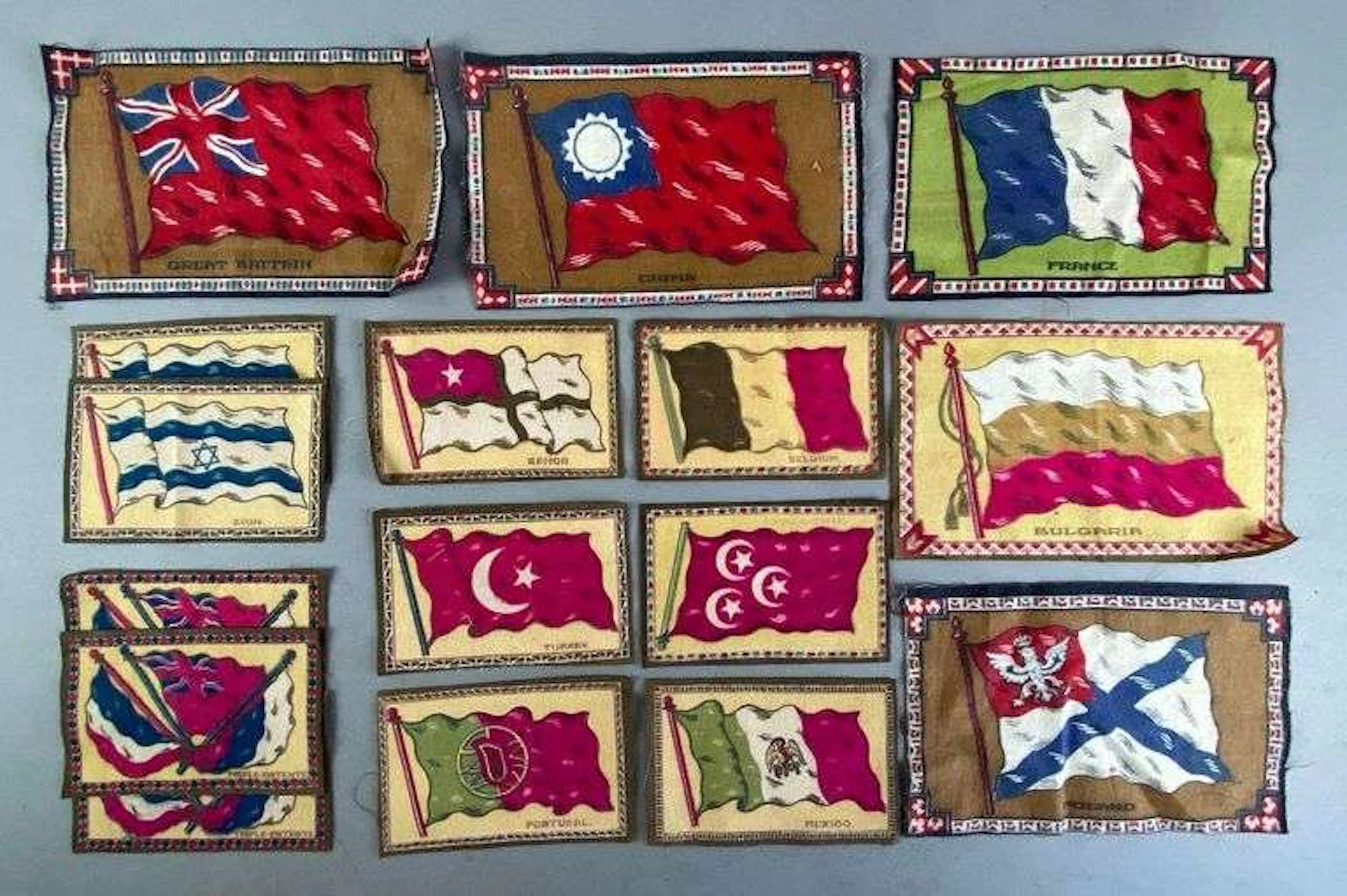 Group of Antique Tobacco Felt Country Flag Premiums