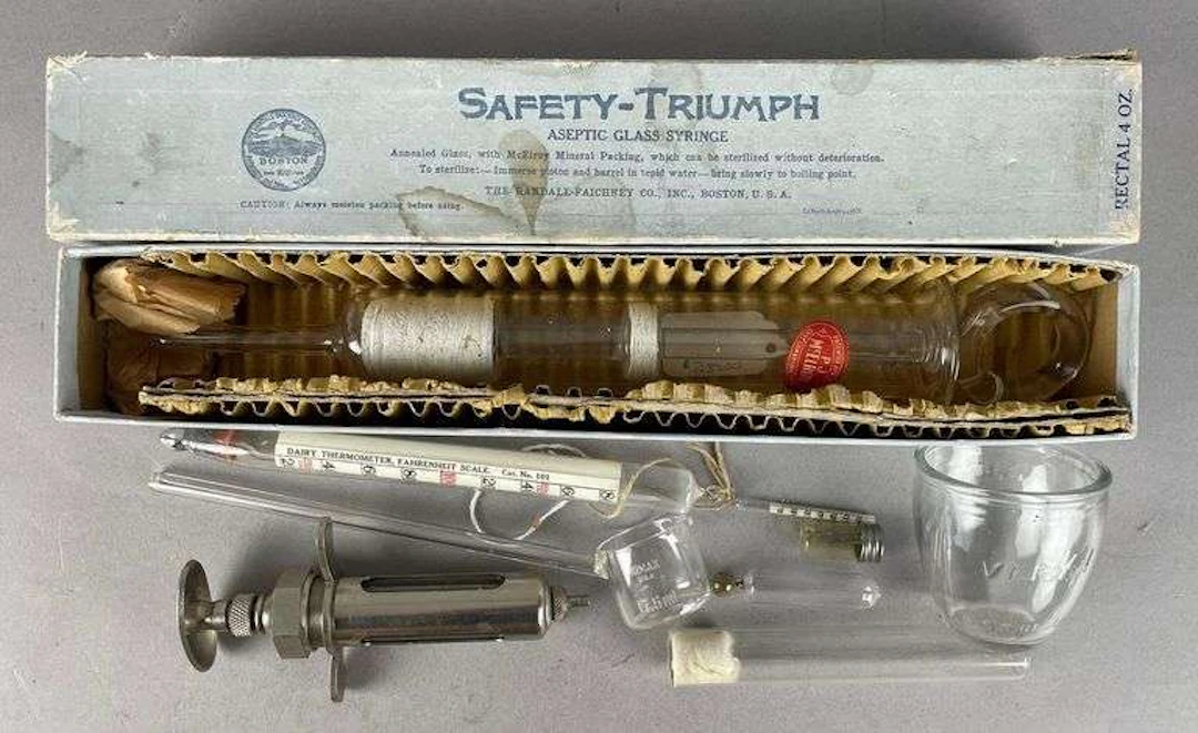 Group of Vintage Glass Medical Equipment and More