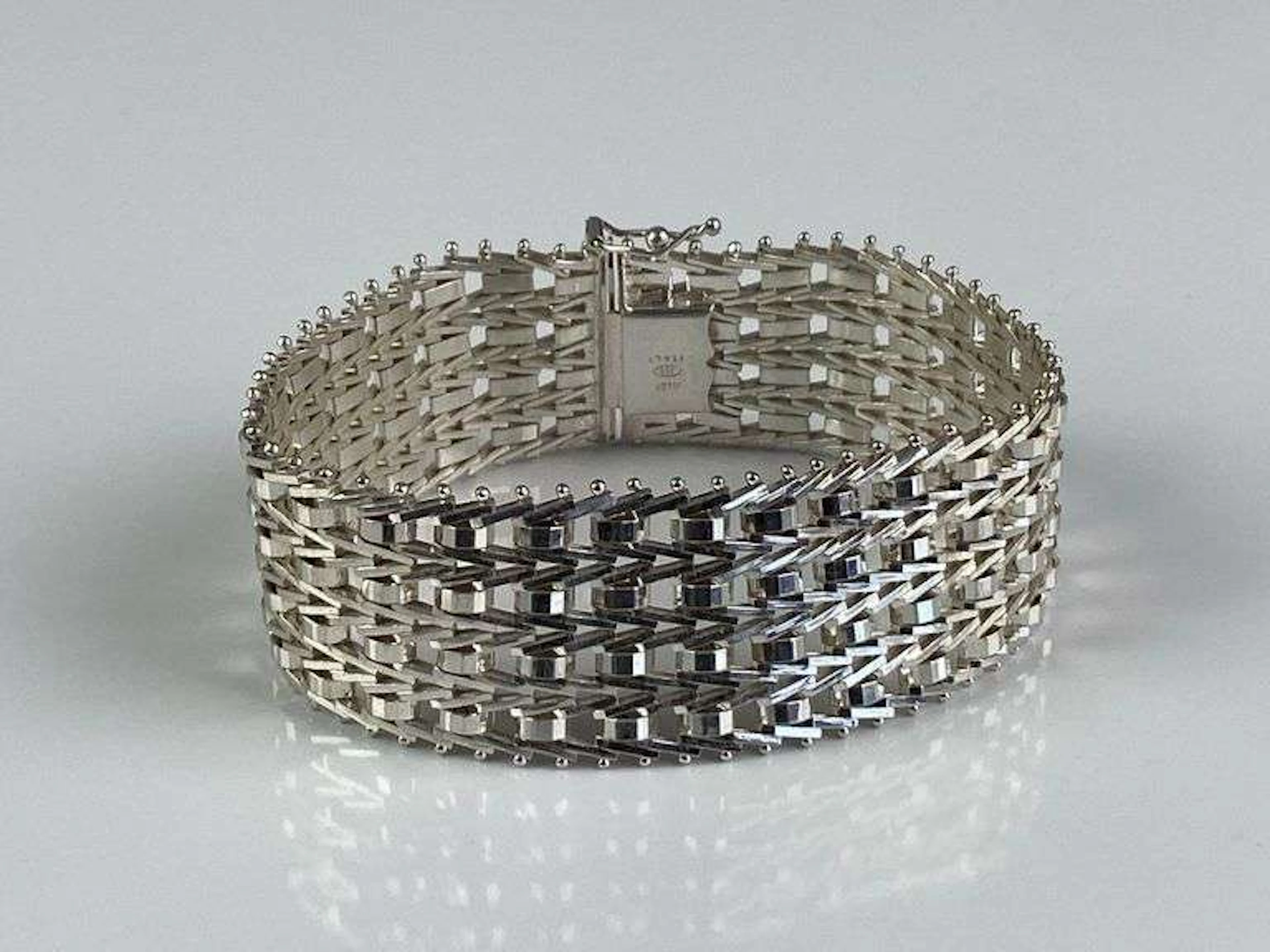 Milor Italian Sterling Silver Basketweave Bracelet