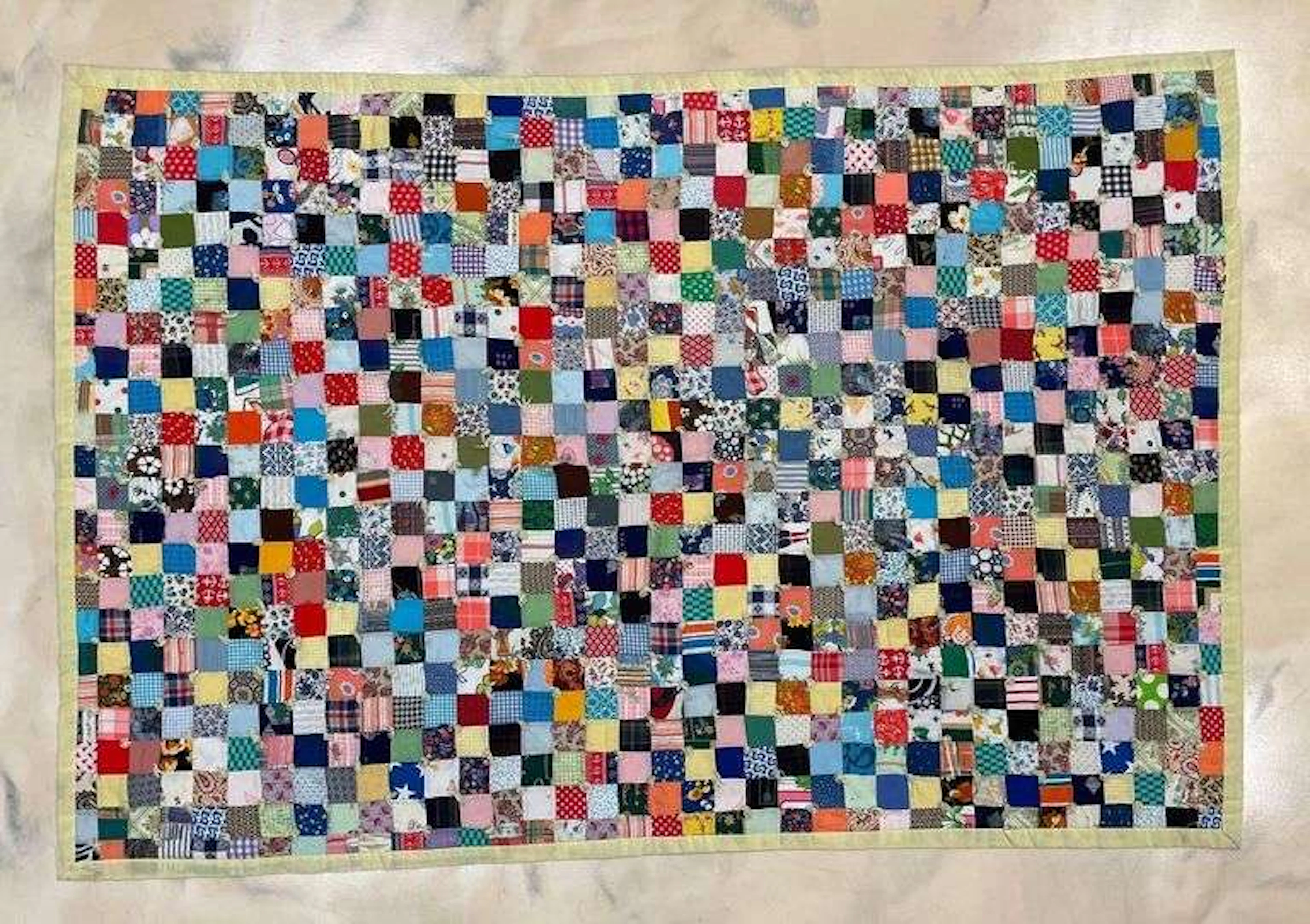 Antique Hand-Stitched Postage Stamp Quilt