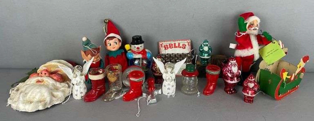 Group of Vintage Christmas Figurines and More