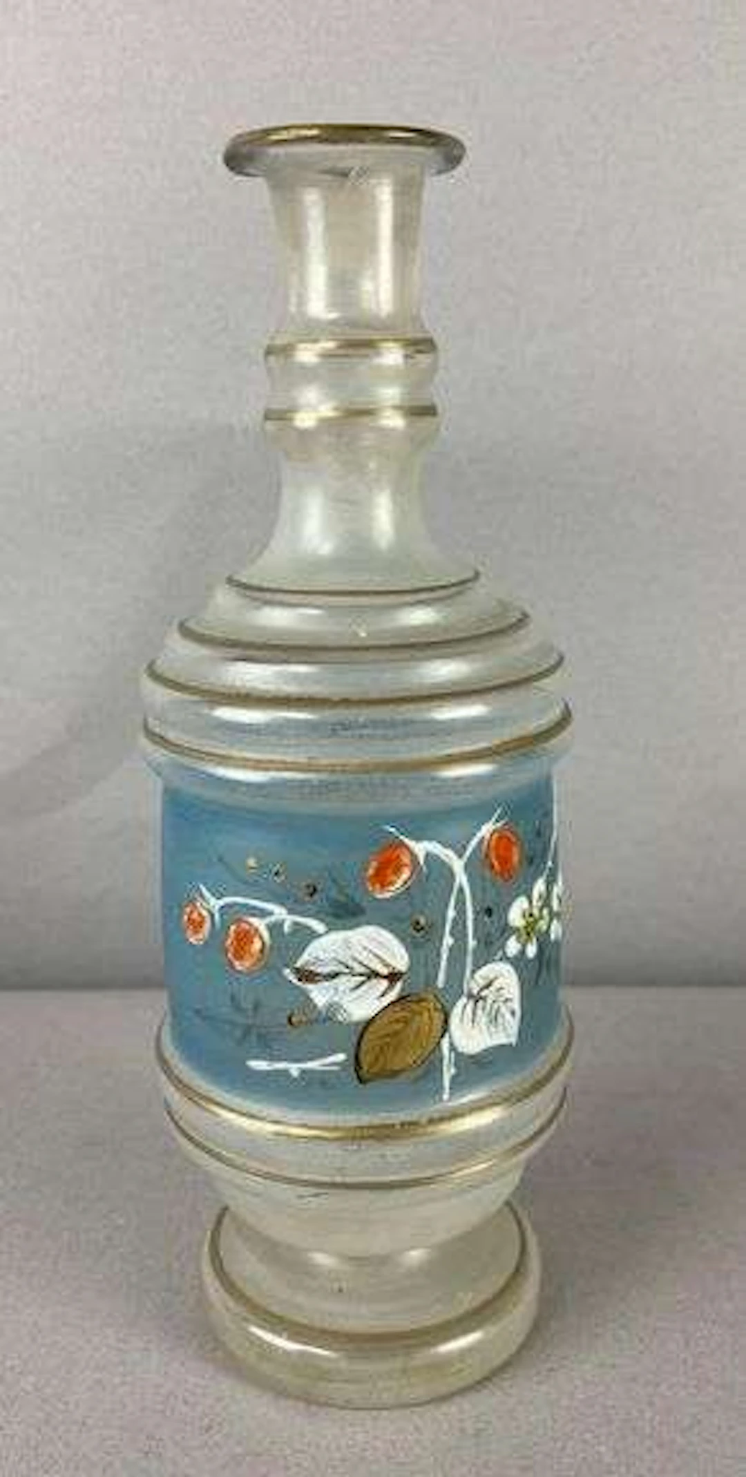 Antique Hand-Blown Opaline Glass Decanter