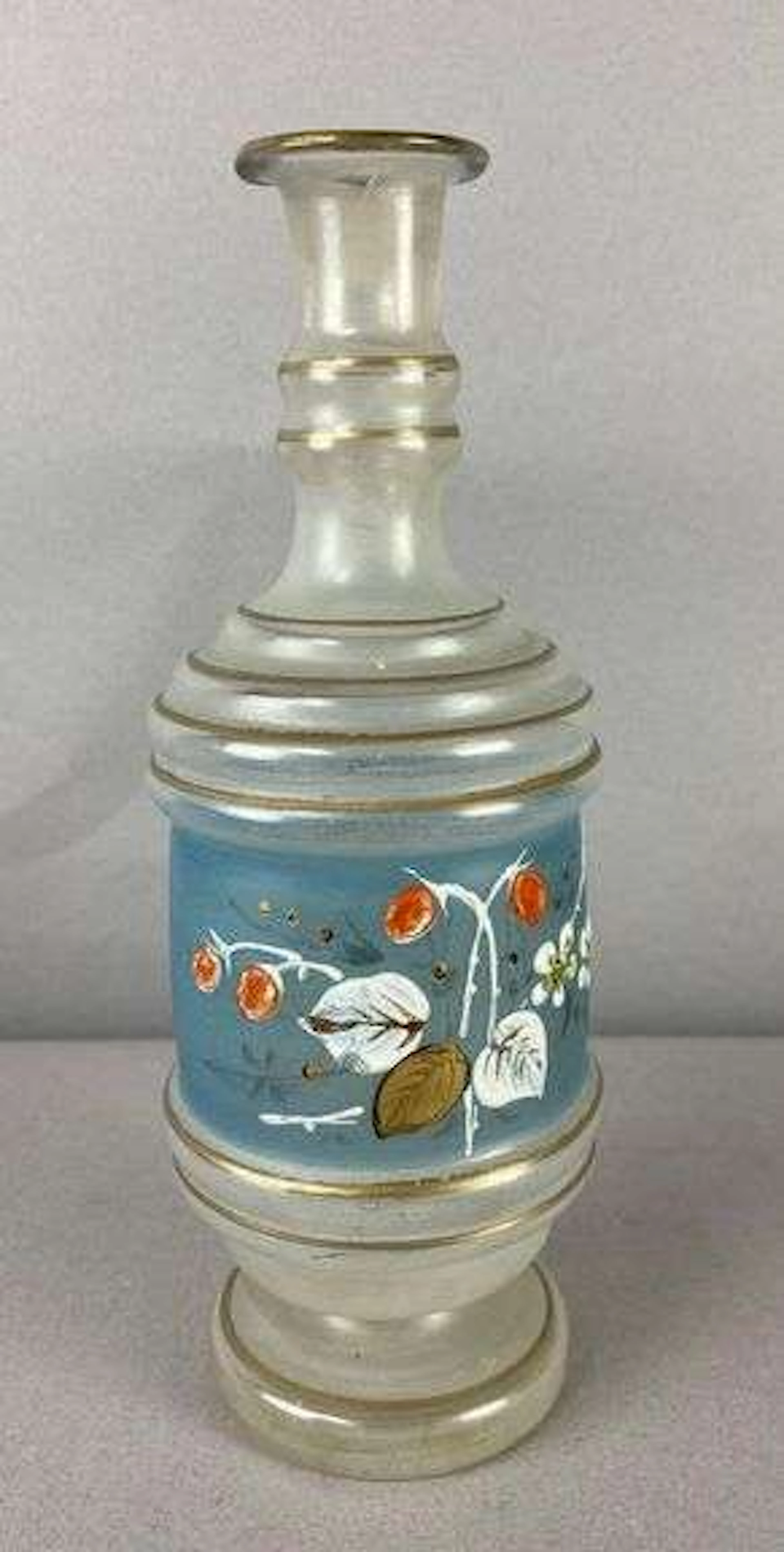 Antique Hand-Blown Opaline Glass Decanter