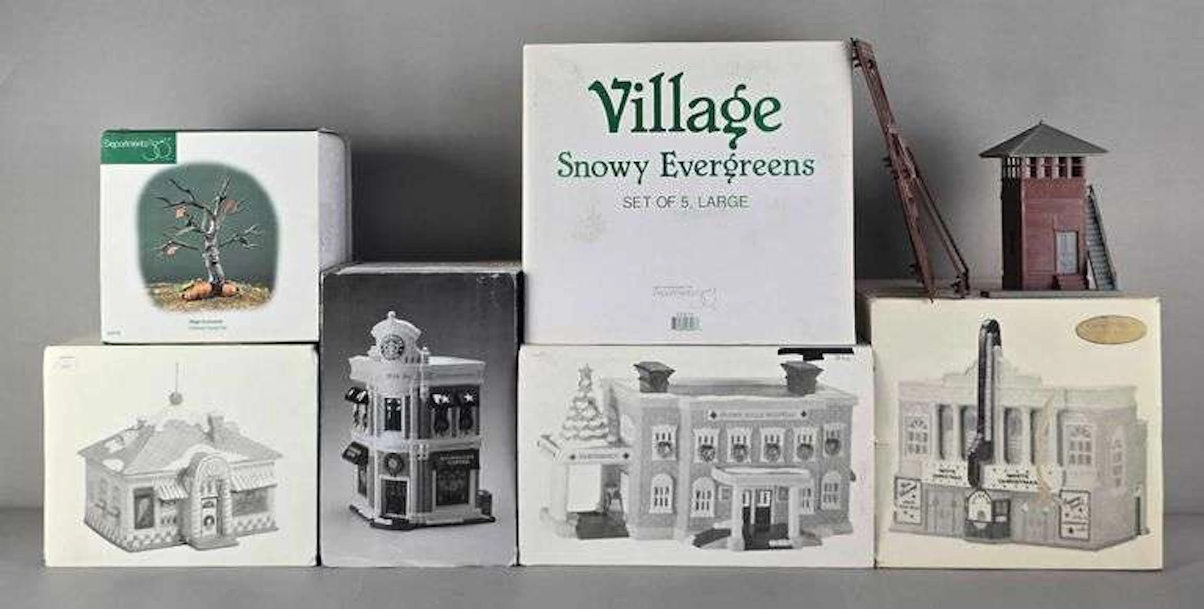 Group of Department 56 Village Buildings and Accessories