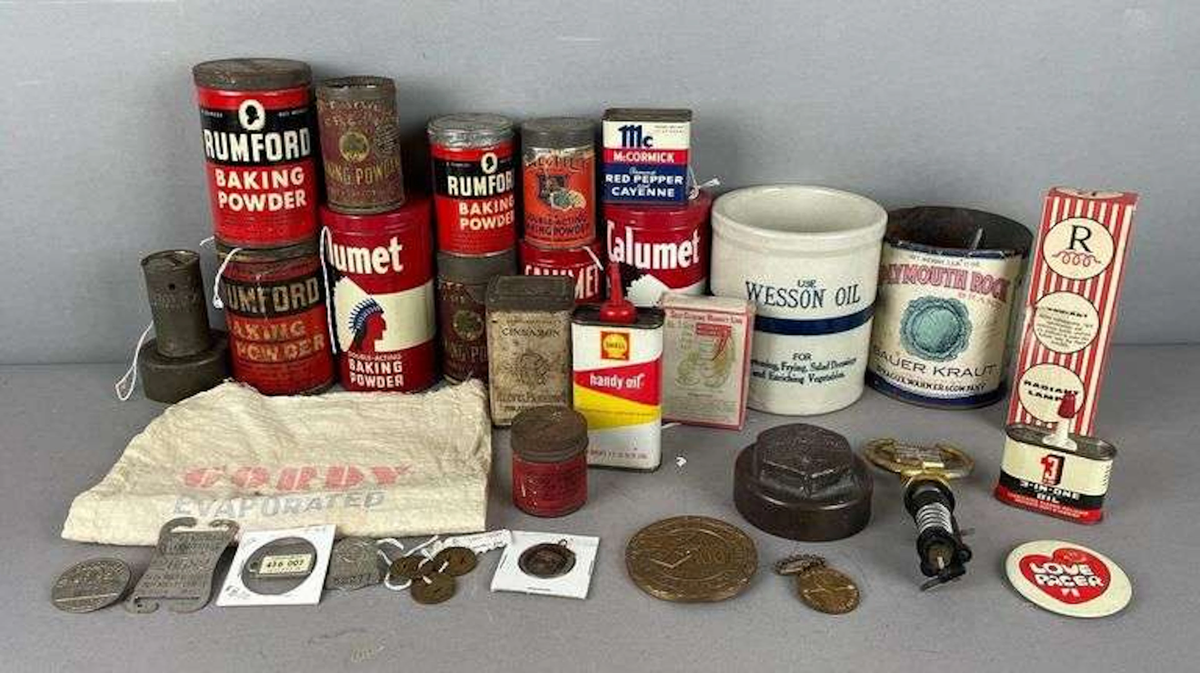 Group of Vintage Baking Powder Advertising Cans and More