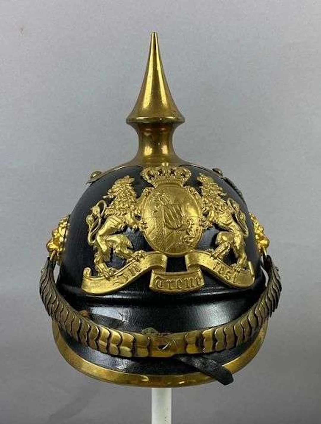 Antique 1873 Bavarian Lieb Gendarmerie Leather Helmet