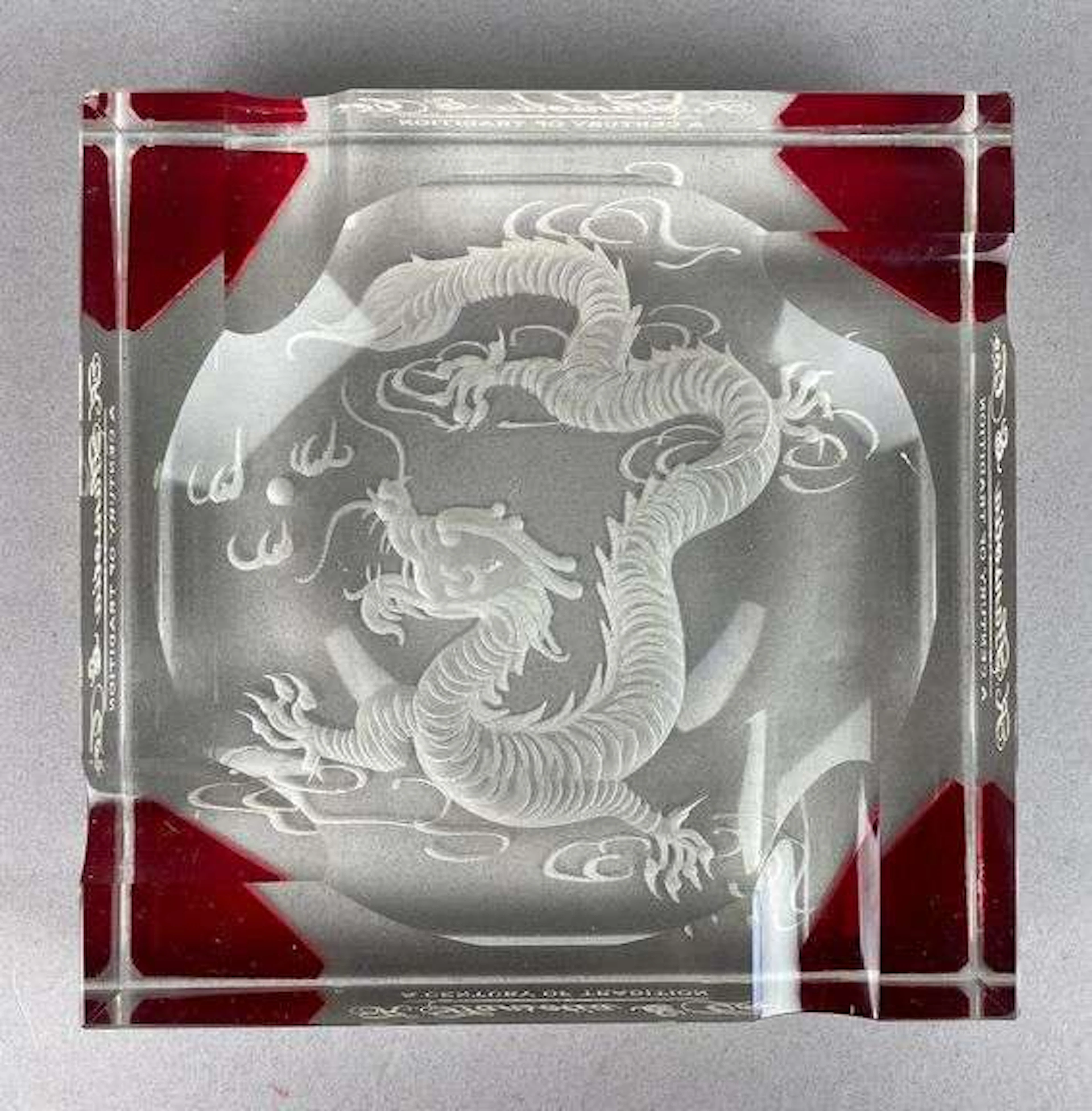 Gurkha K. Hansotia & Co. Etched Crystal Dragon Cigar Ashtray
