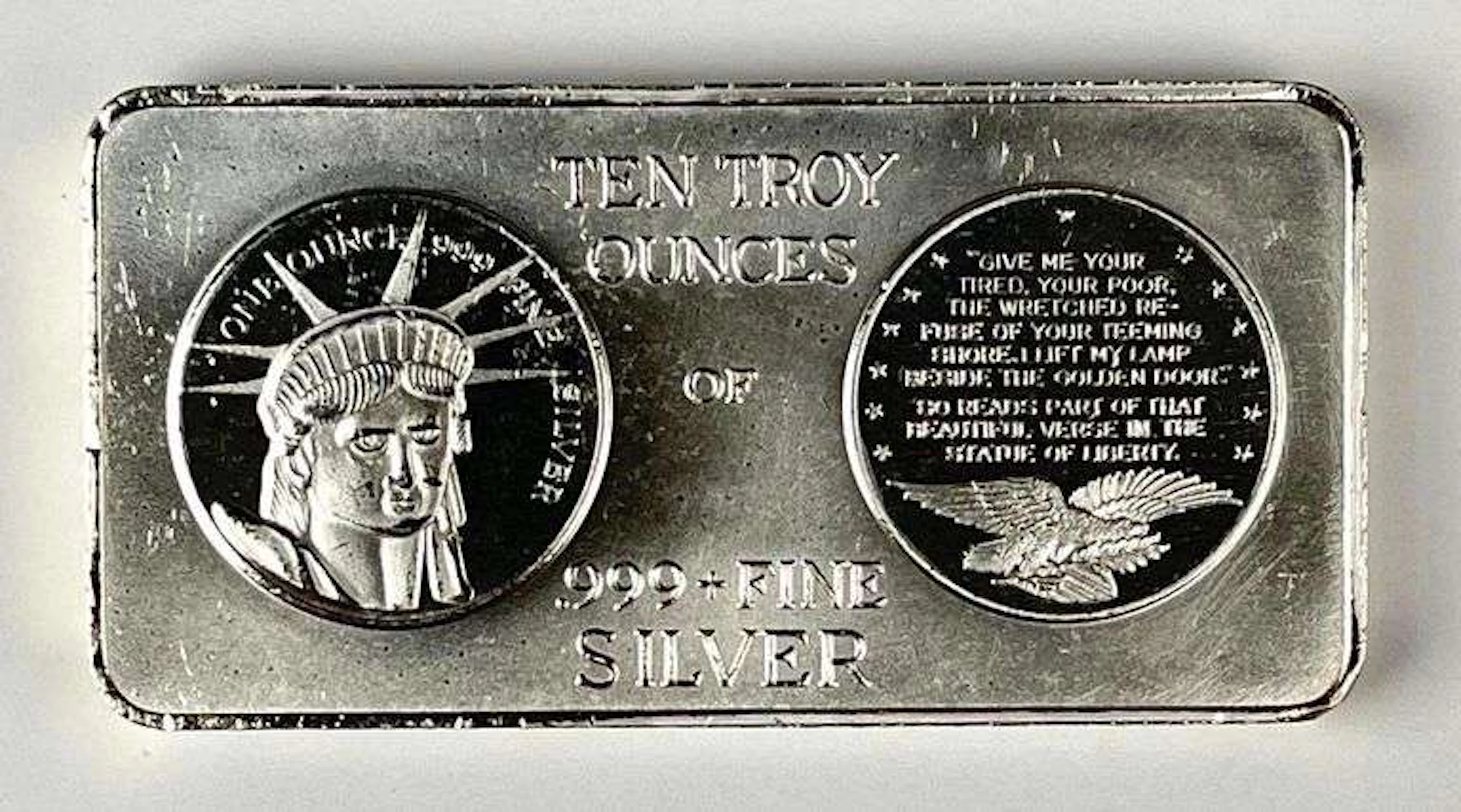 South East Refining Lady Liberty 10 oz .999 Fine Silver Ingot/ Bar