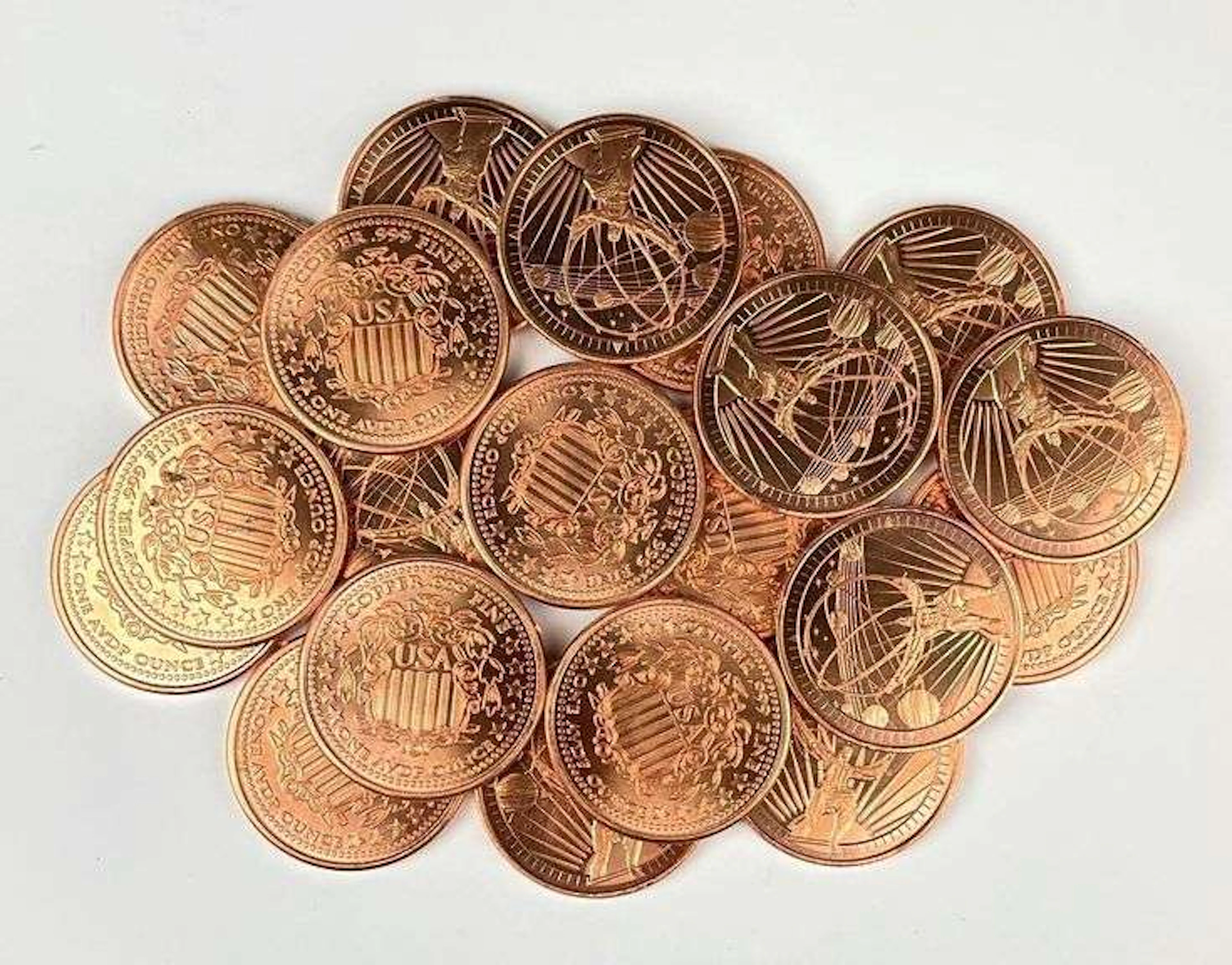 Group of 20 Atlas 1 oz .999 Fine Copper Rounds in a Roll