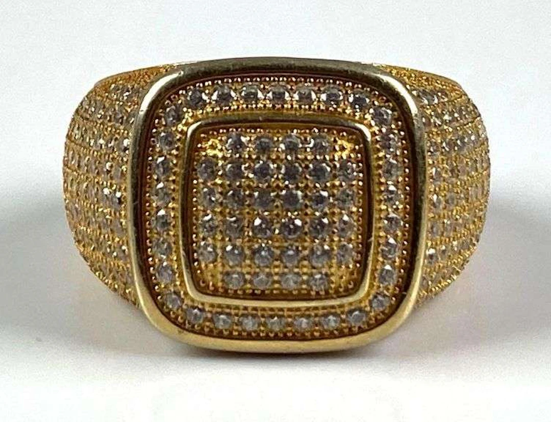 Gold Plated Sterling Silver Rhinestone Ring