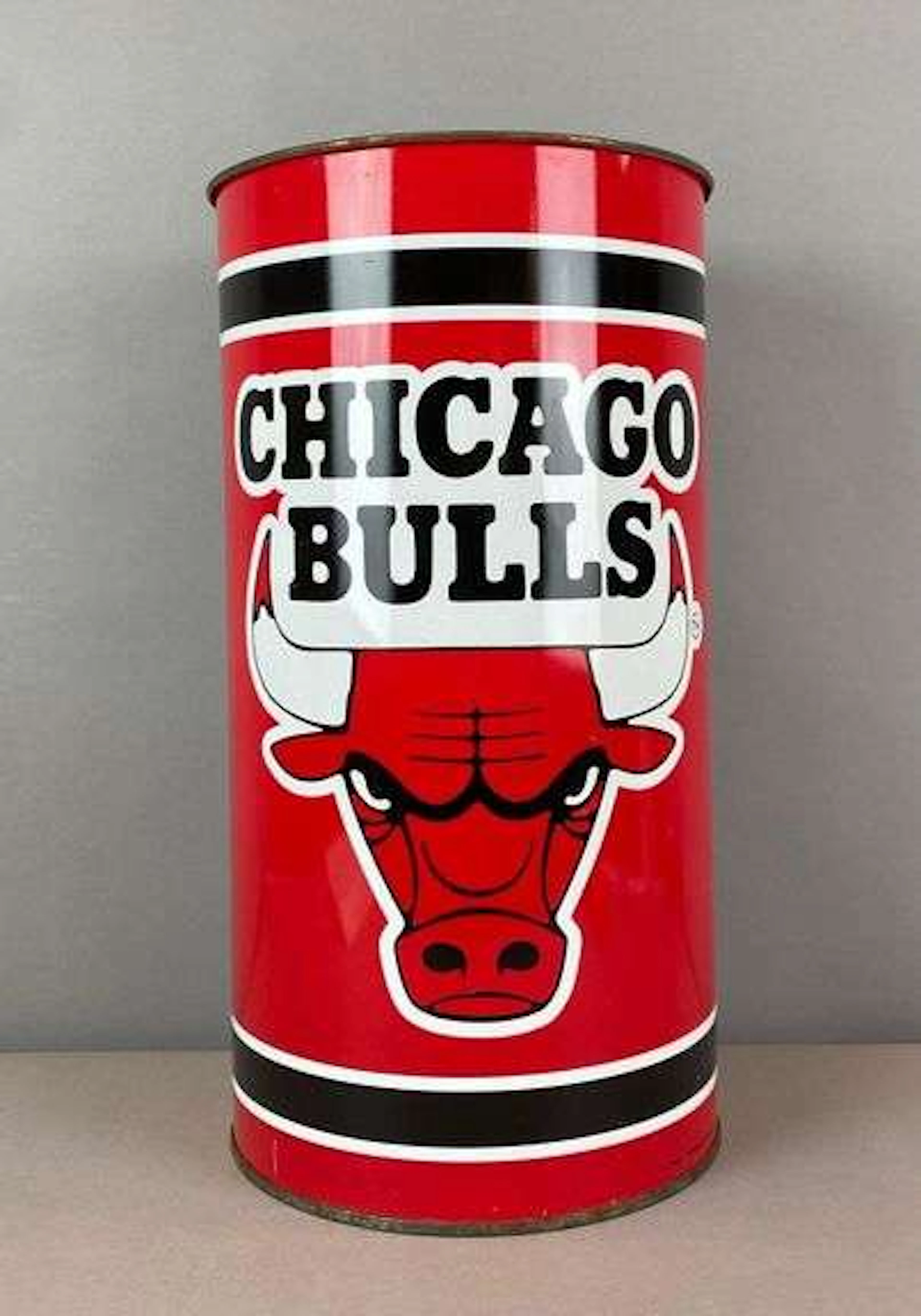 1989 NBA Chicago Bulls Basketball Metal Trash Can