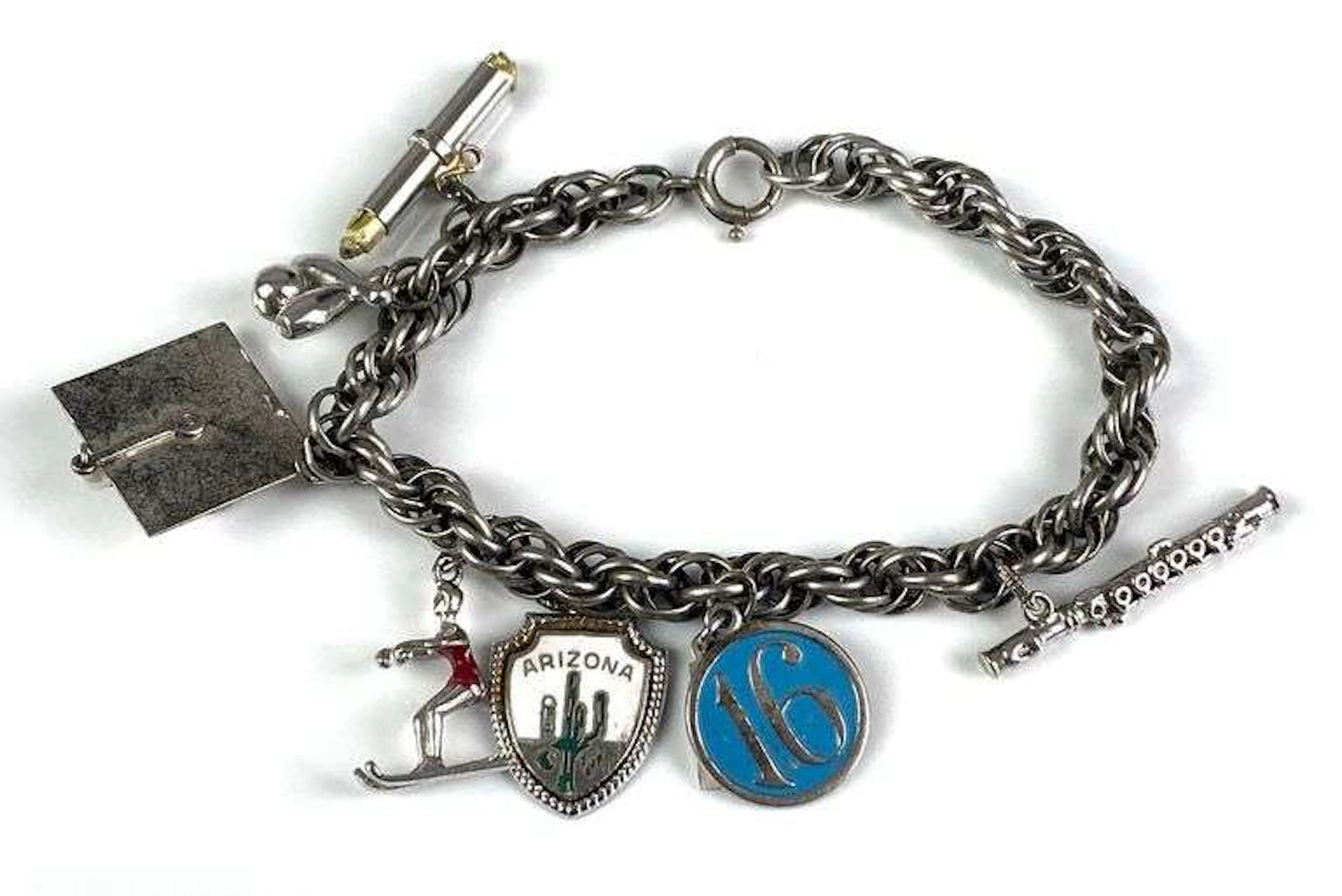 Sterling Silver Chain Charm Bracelet