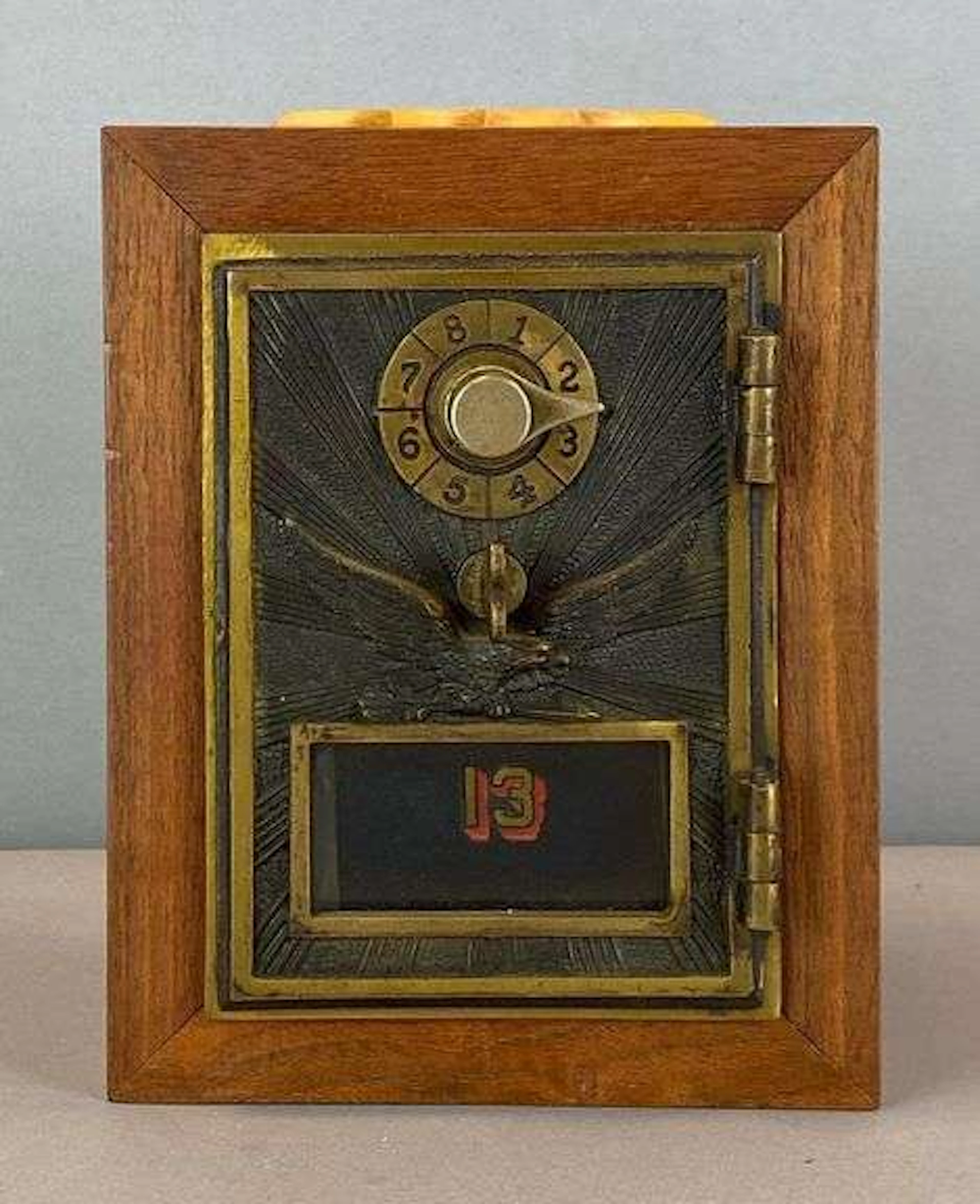 Antique US Post Office Box Door Federal Eagle Coin Bank