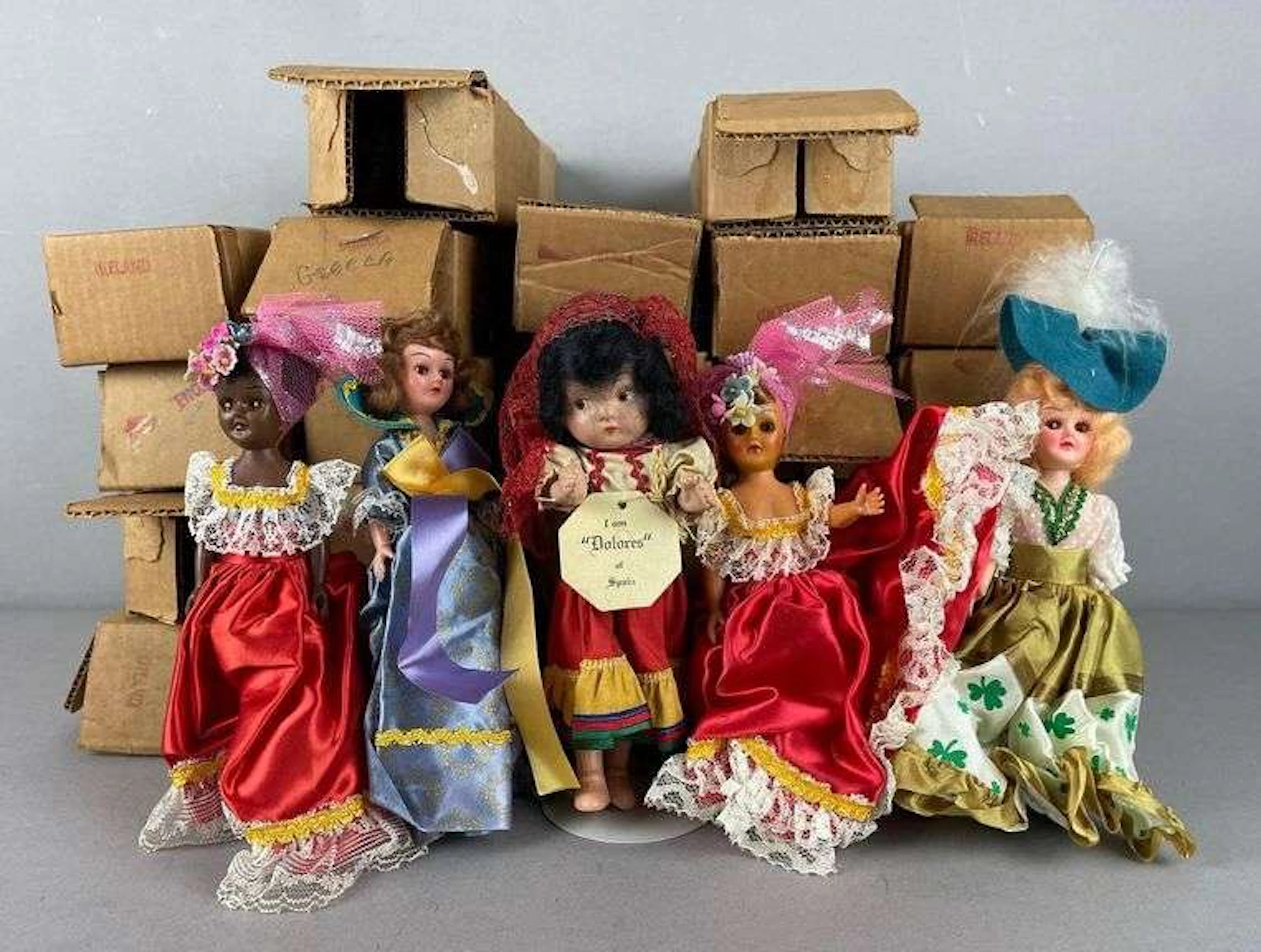 Group of Vintage Plastic Dolls of the World