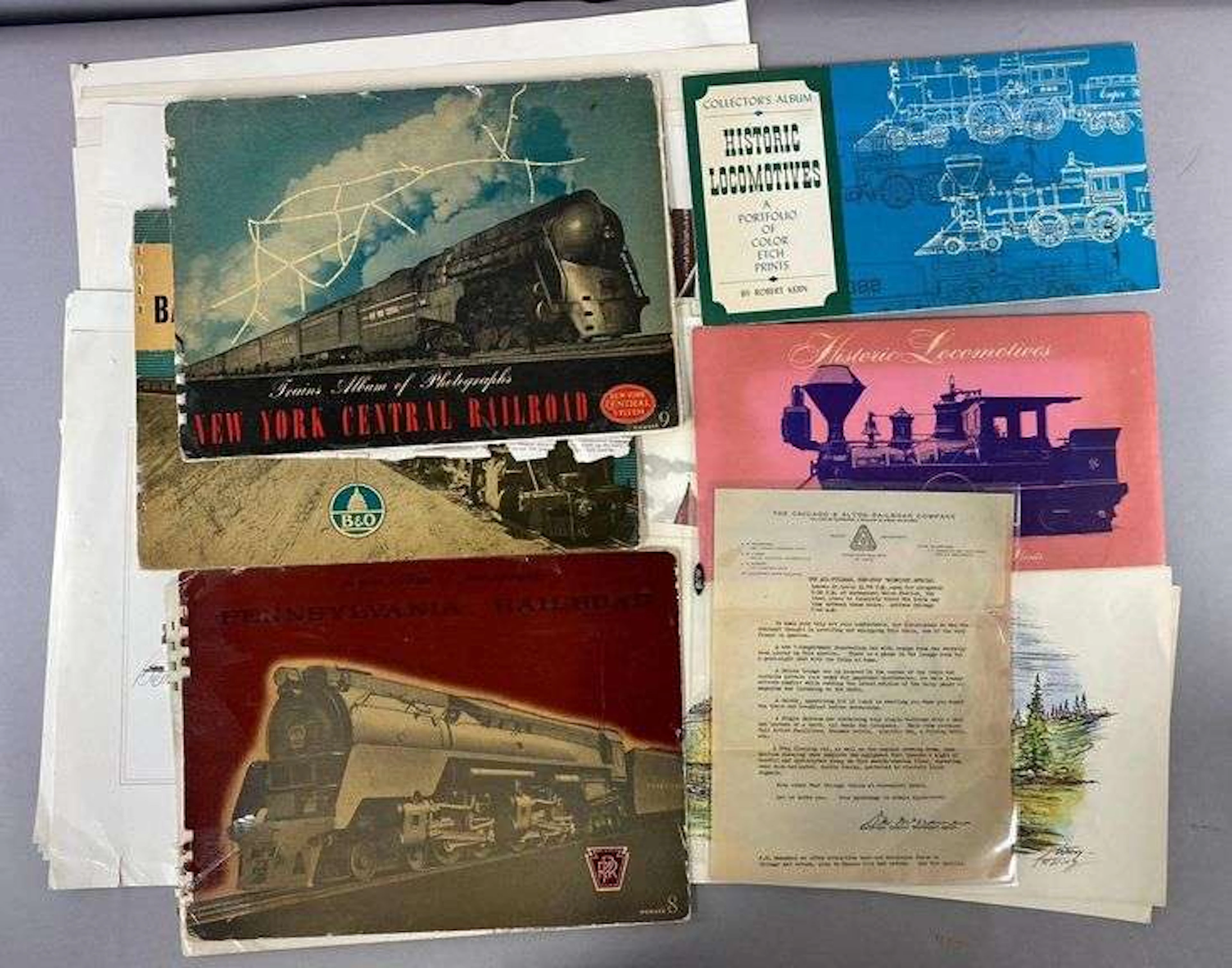 Group of Vintage Locomotive Lithographs and More