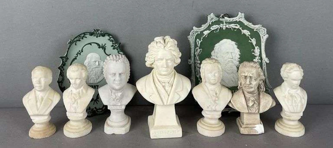 Group of Chalk and Resin Miniature Famous Busts