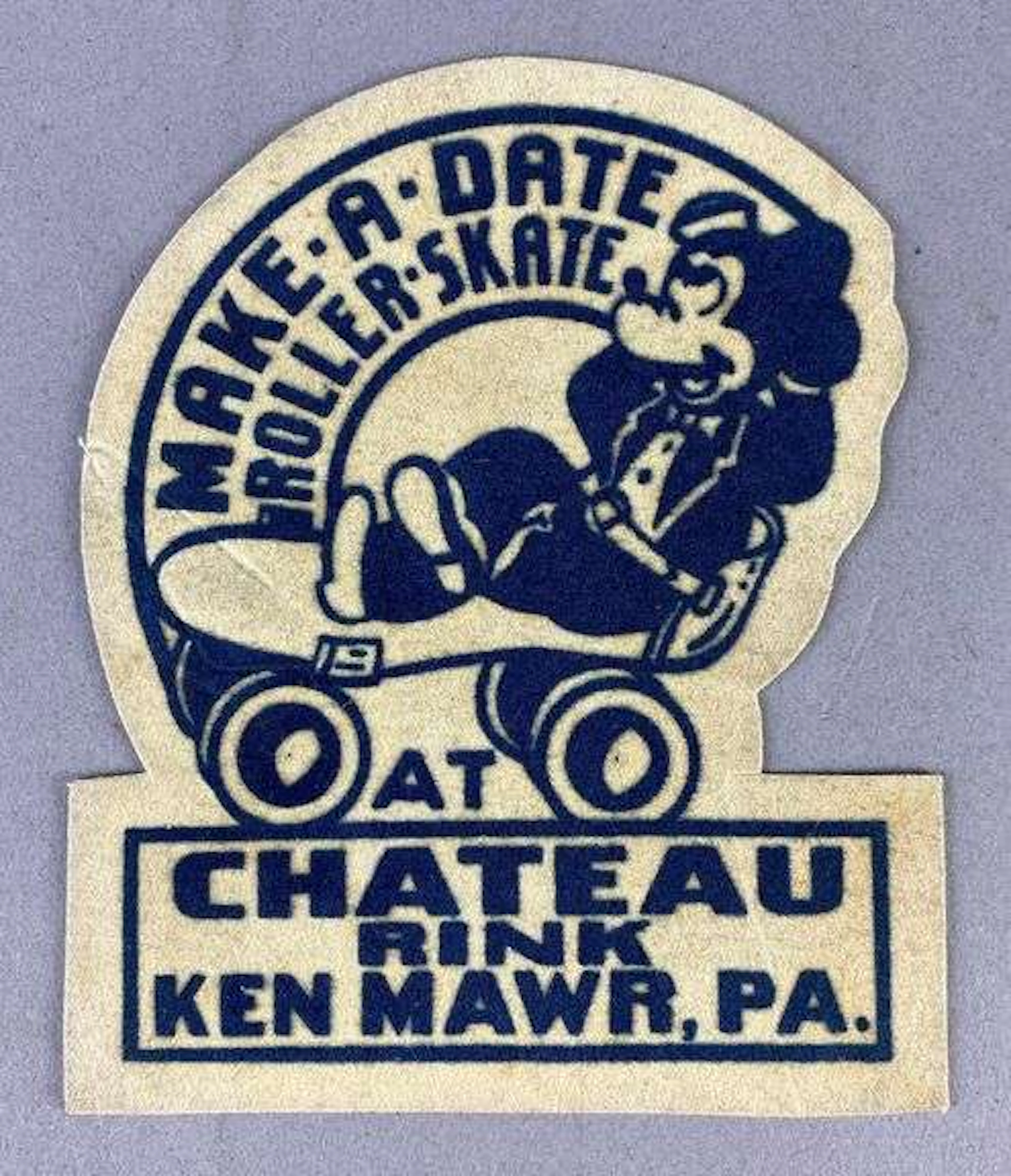 Vintage 1956 Chateau Rink Ken Mawr, PA. Make-A-Date Roller Skate Patch