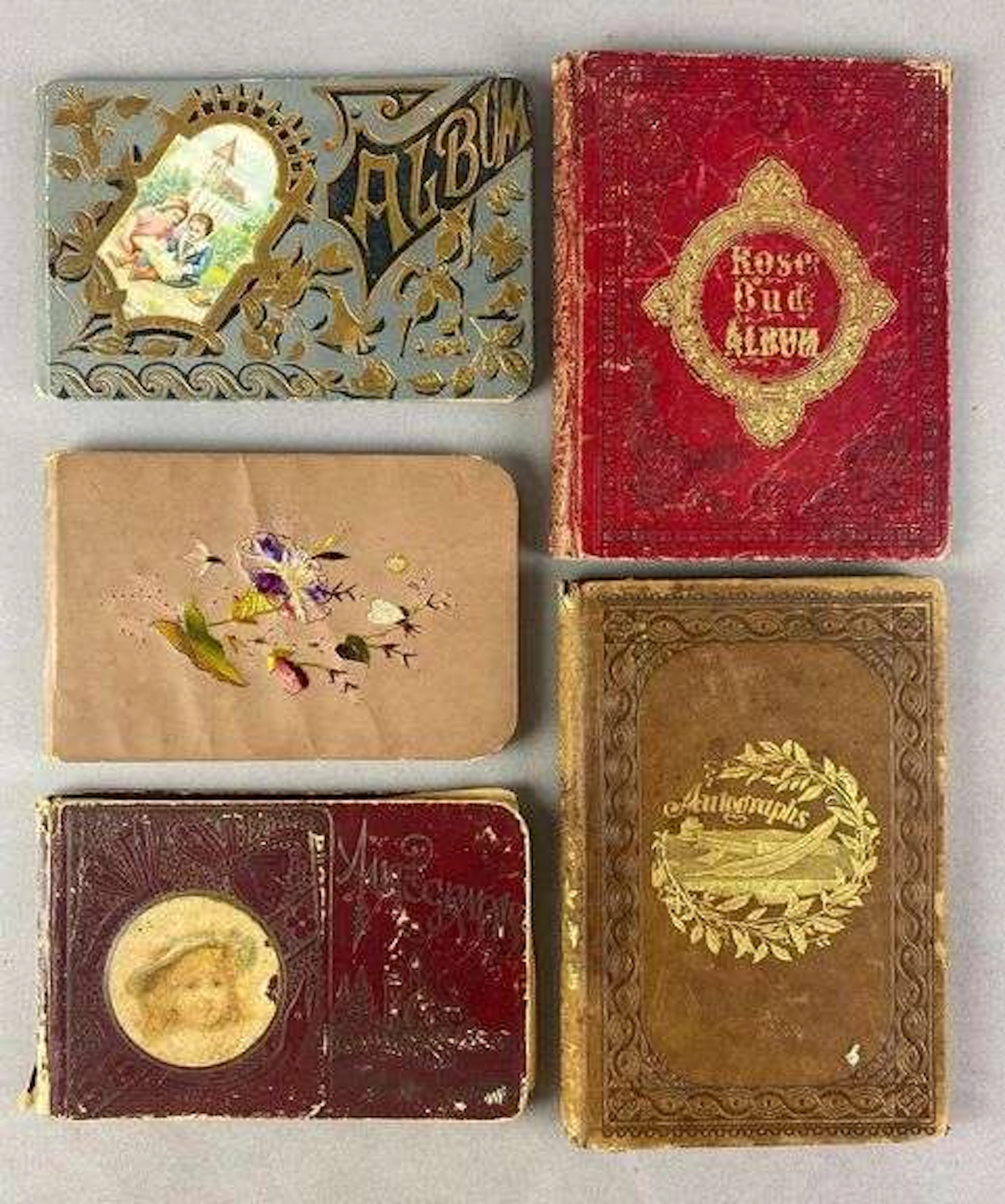 Group of 5 Antique Photo/Signature Albums