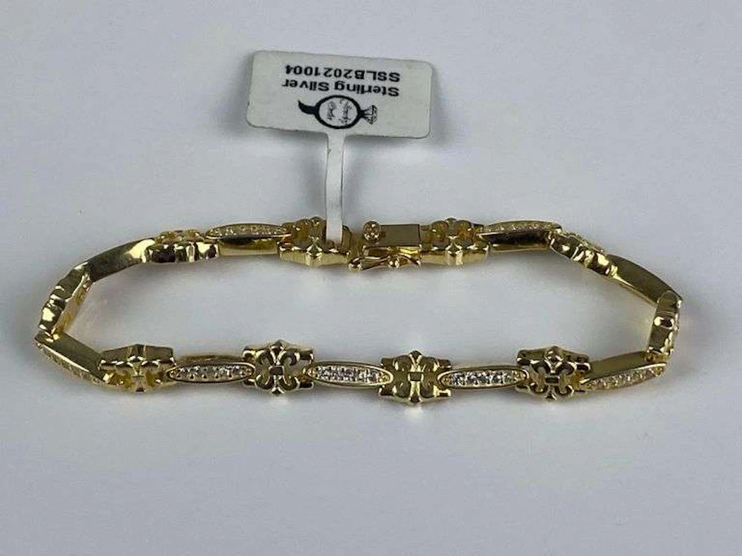 Gold Plated Sterling Silver Rhinestone Bracelet