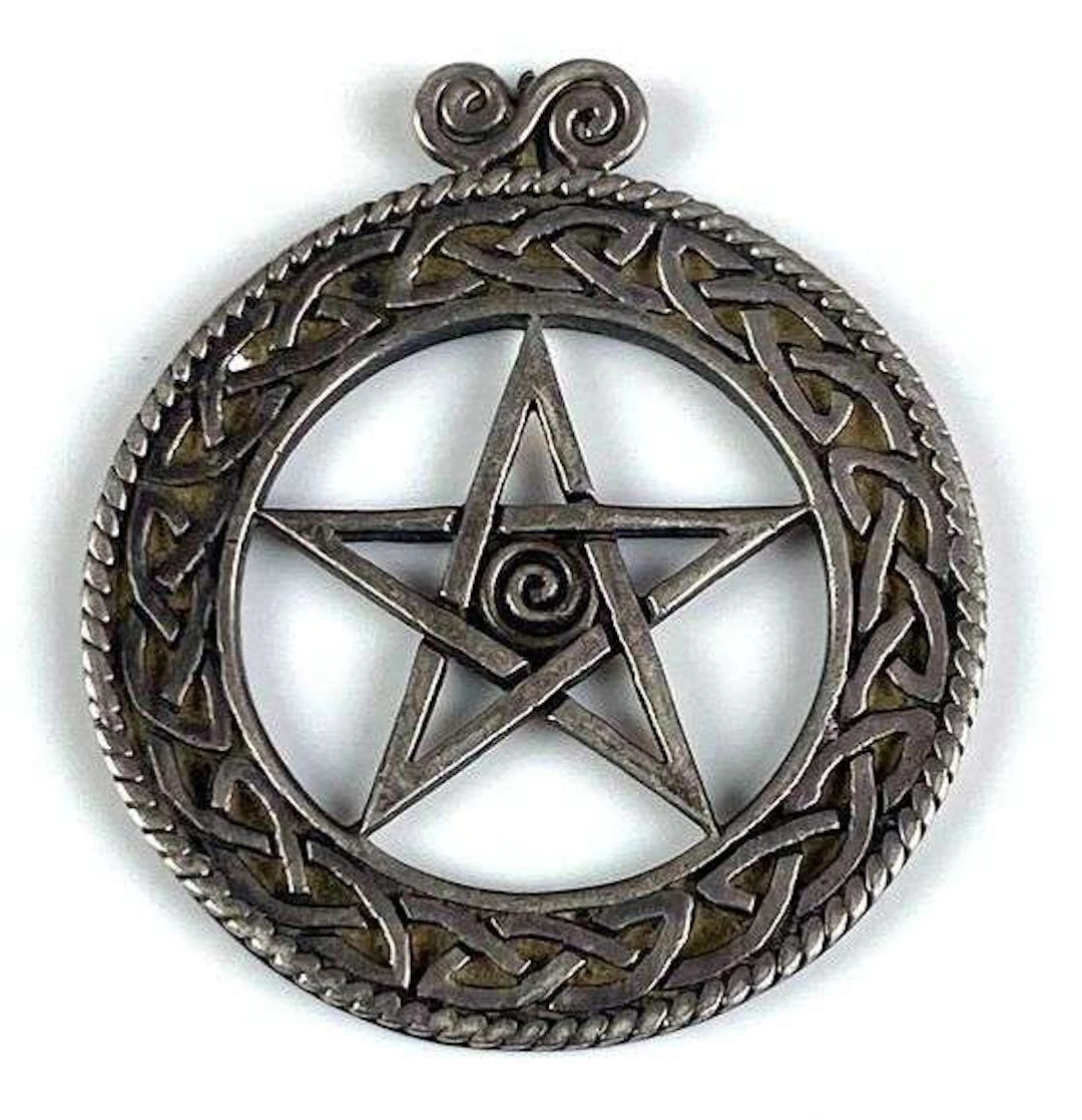 PS CL Signed Sterling Silver Celtic Pentacle Pendant
