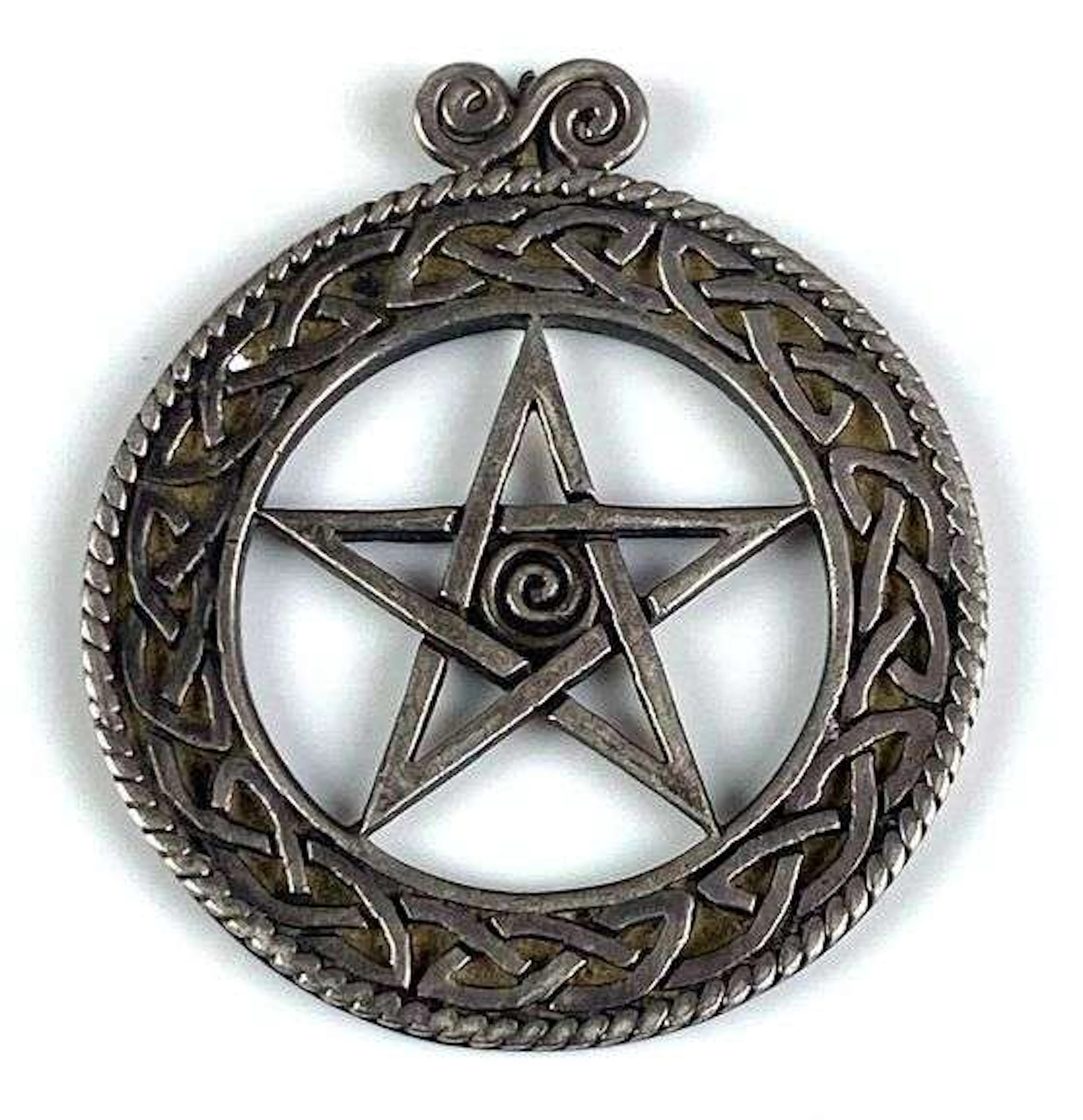 PS CL Signed Sterling Silver Celtic Pentacle Pendant