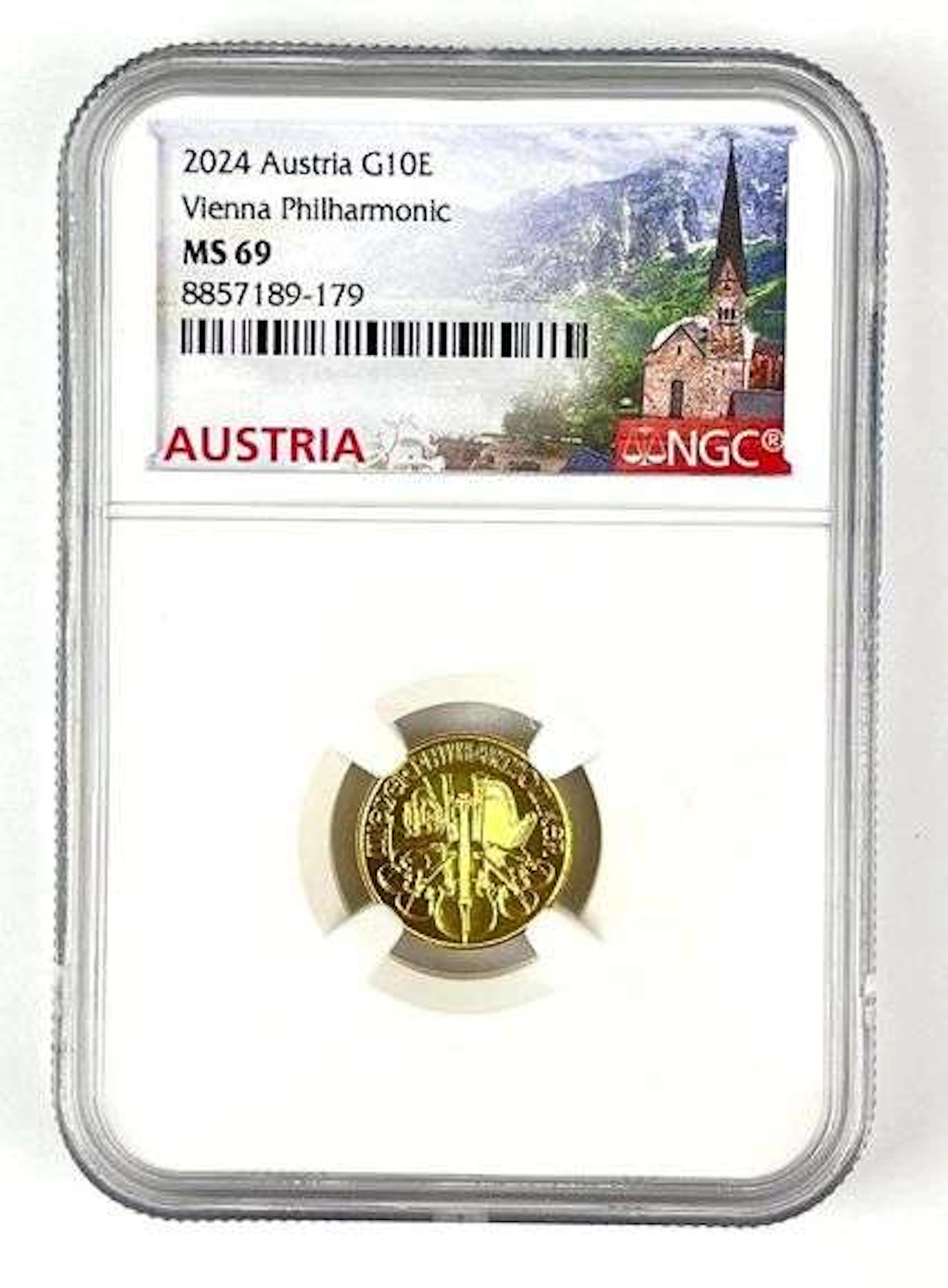 2024 Austria 10 Euro Vienna Philharmonic 1/10th oz 999.9 Gold Coin NGC MS69