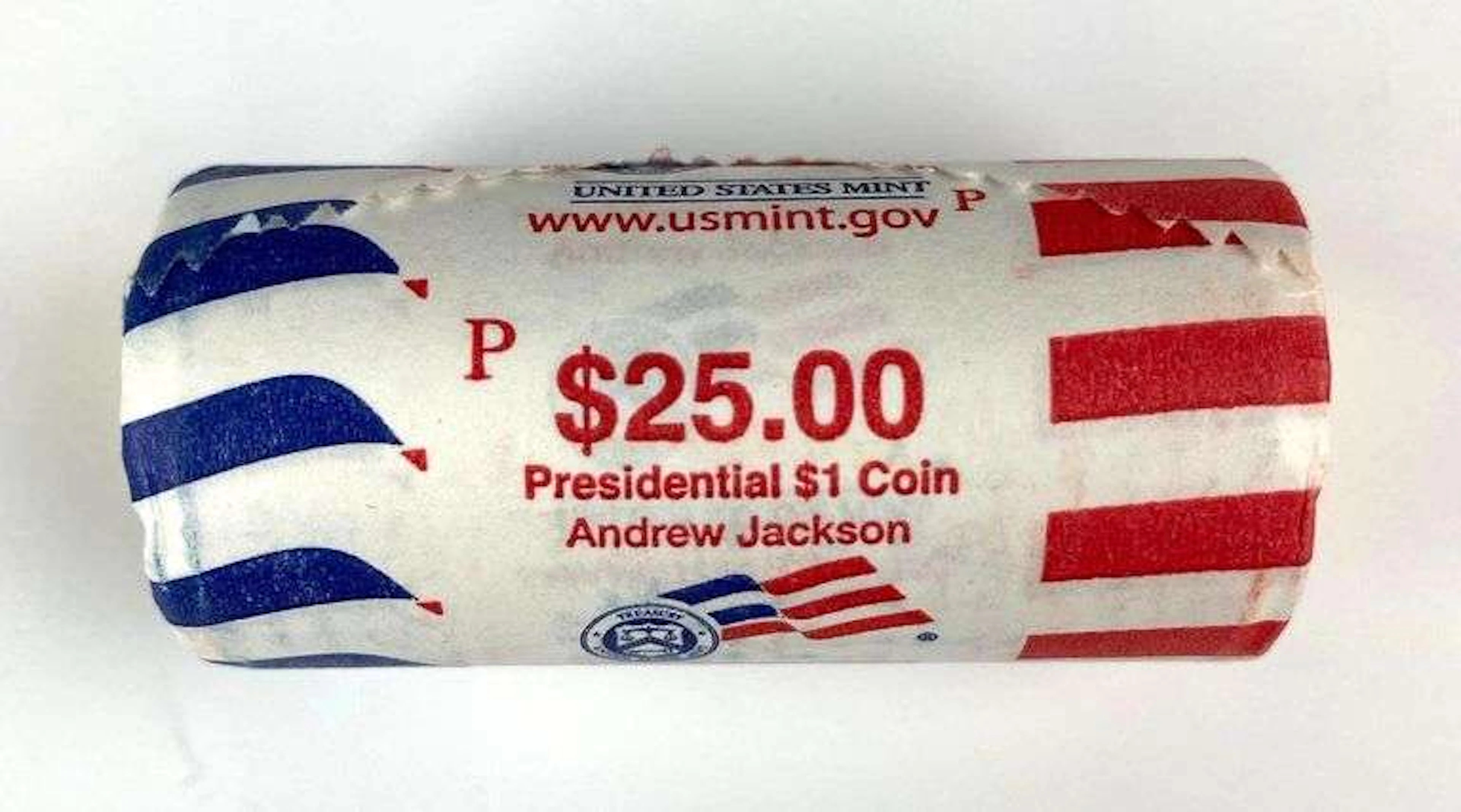 US Mint $25 Andrew Jackson Presidential $1 P Coin Roll