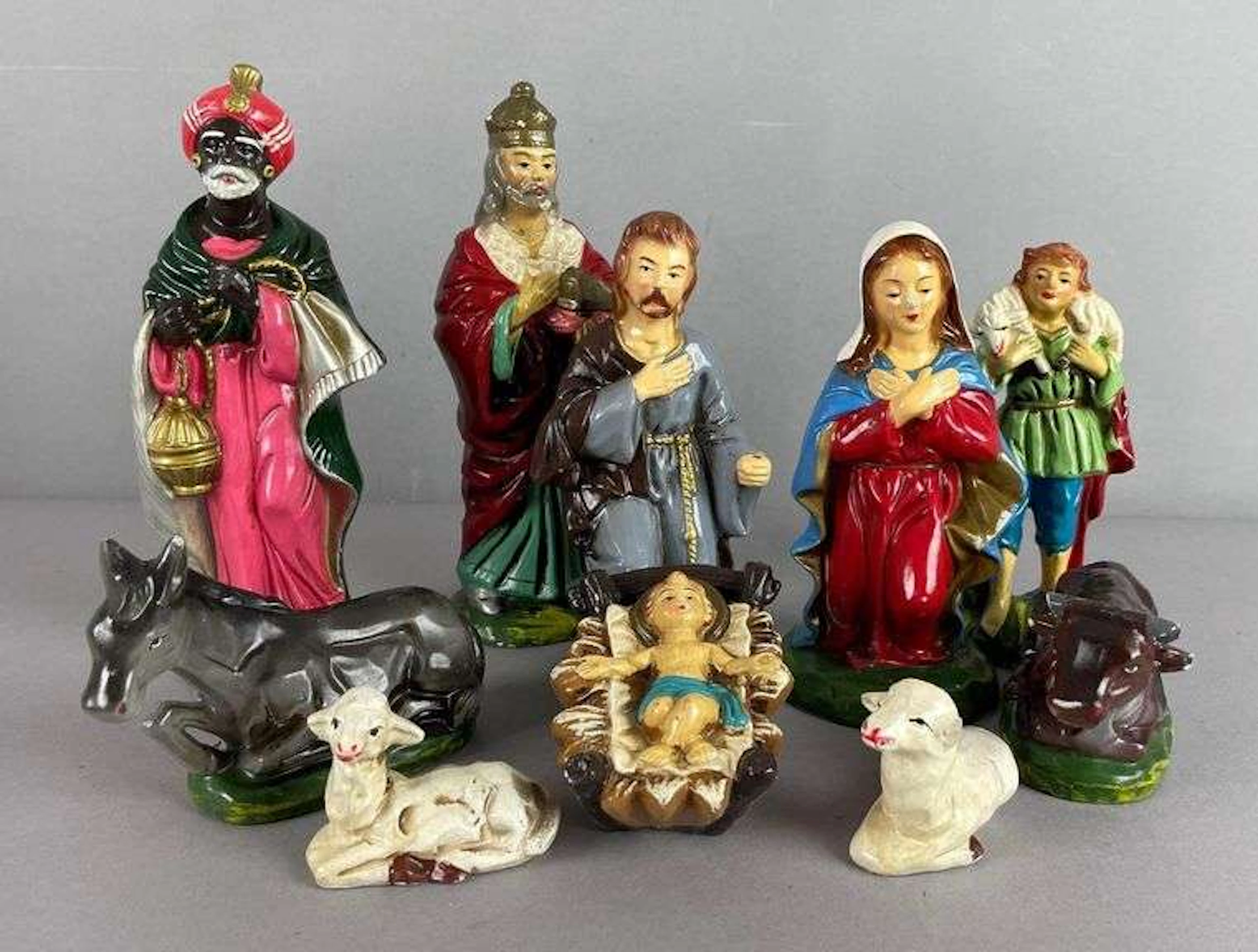 Vintage Japanese Plaster Nativity Set