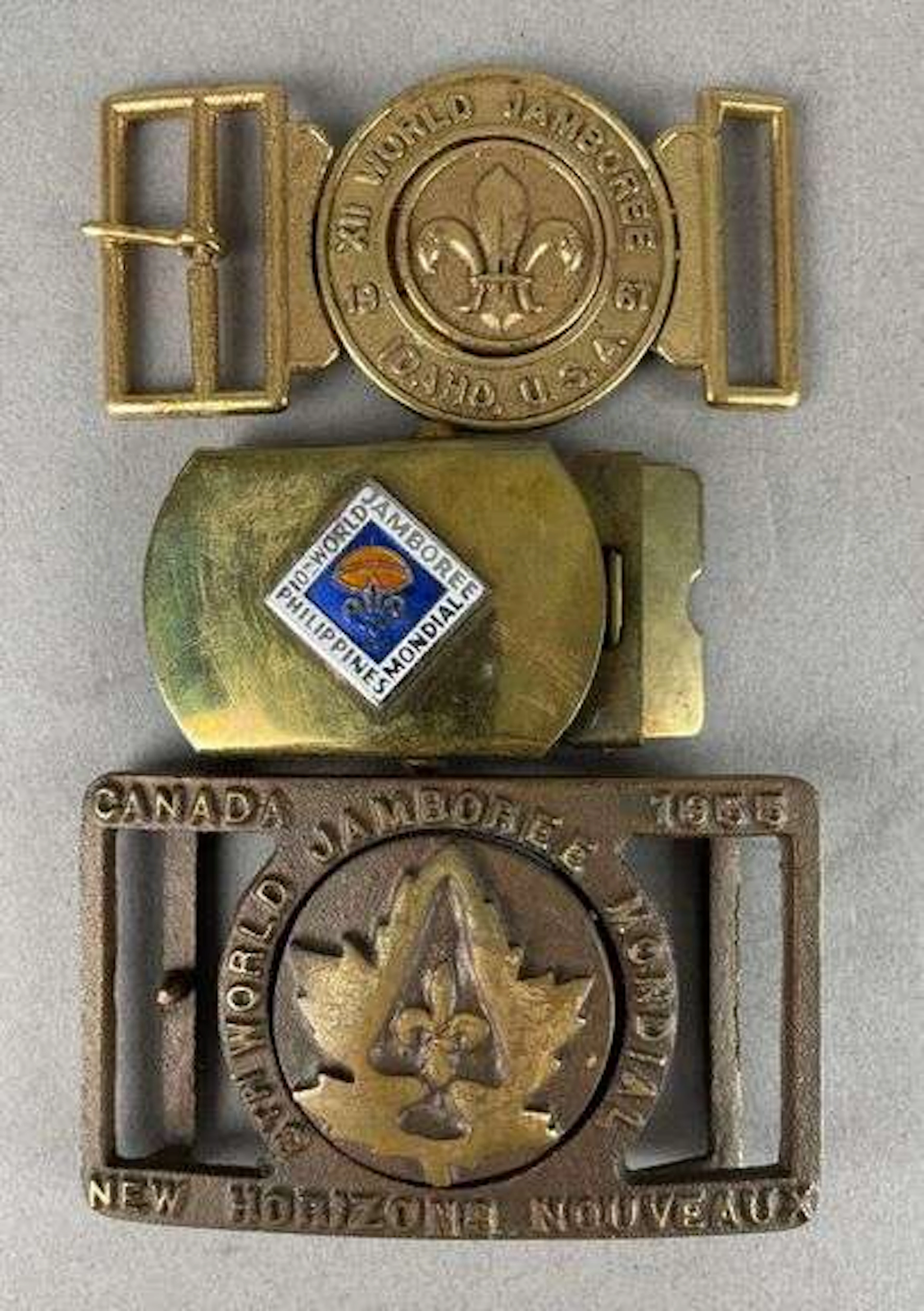 Group of 3 Vintage Boy Scouts World Jamboree Belt Buckles