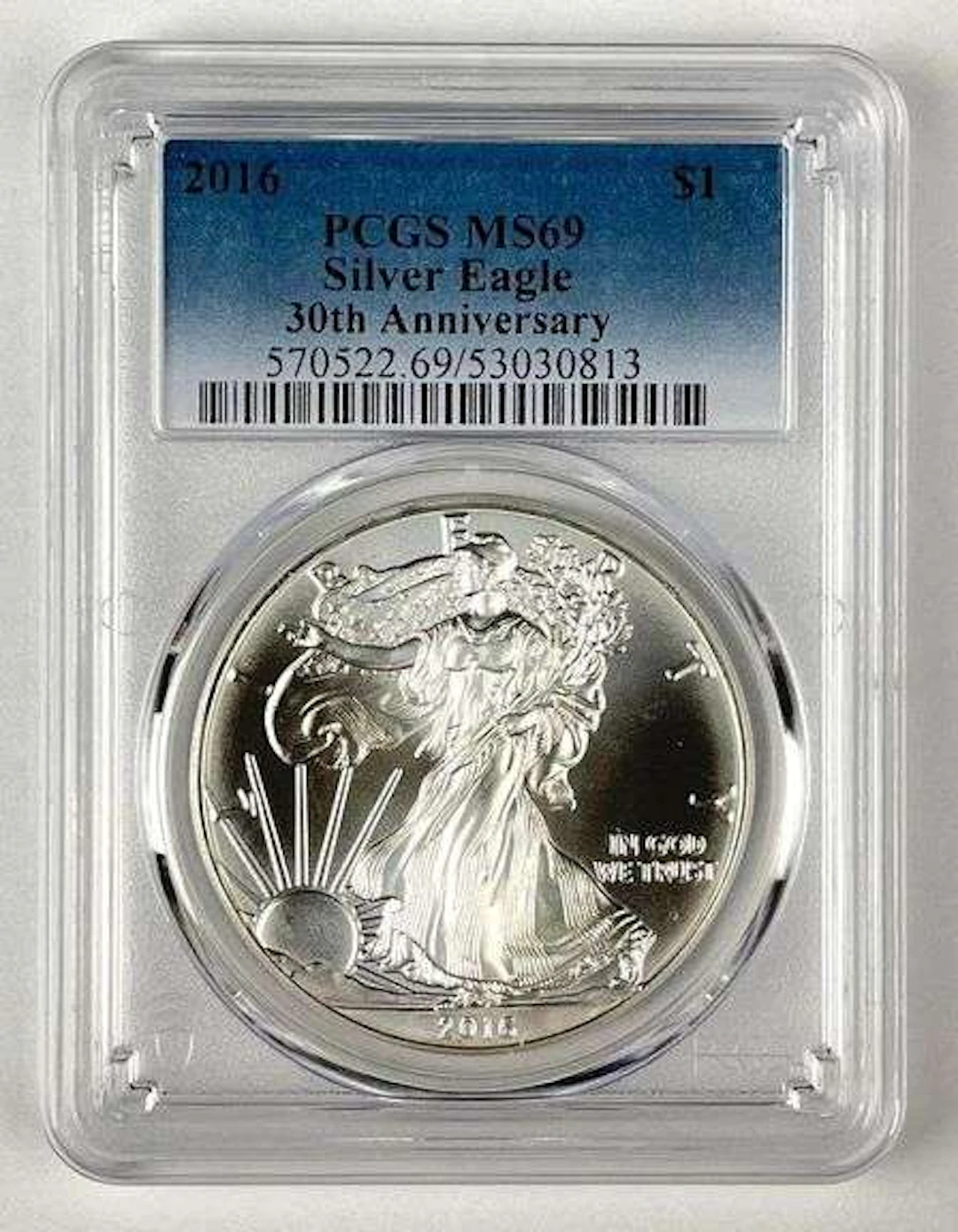 2016 US $1 American Silver Eagle 1 oz Fine Silver Coin PCGS MS69