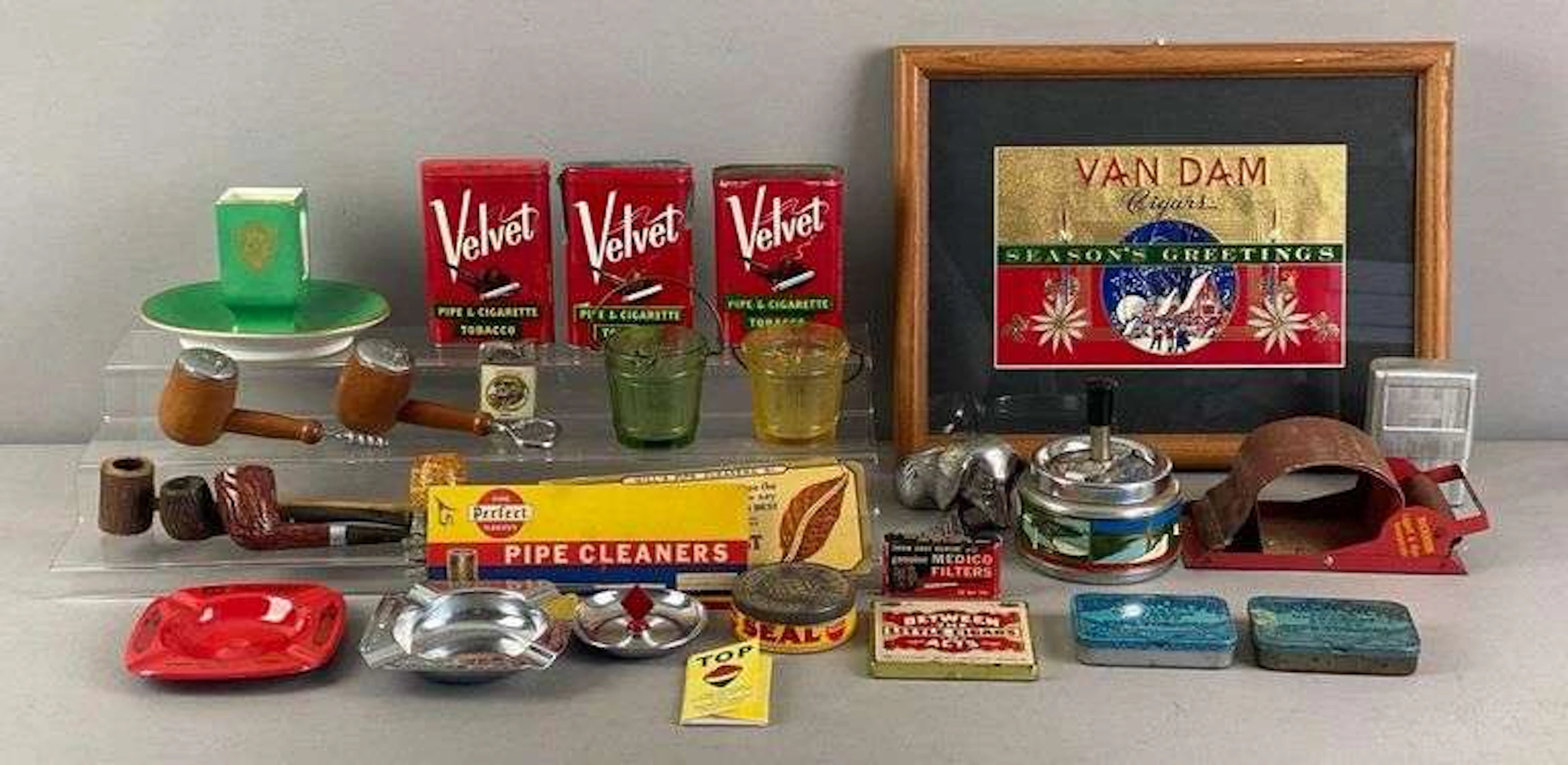 Group of Vintage Tobacco Smoking Accessories and More