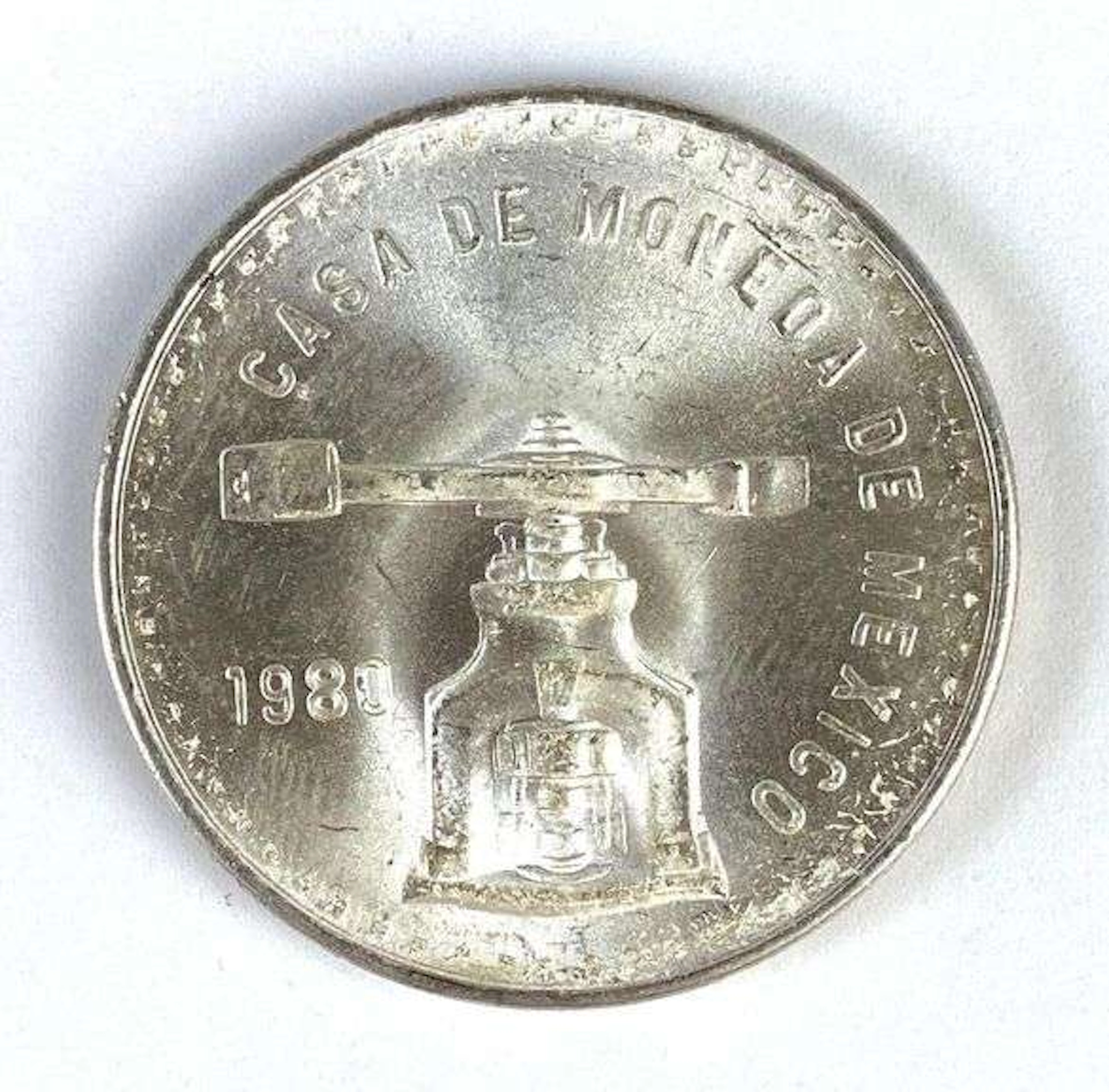 1980 Mexico 1 Onza Casa de Moneda Silver Coin