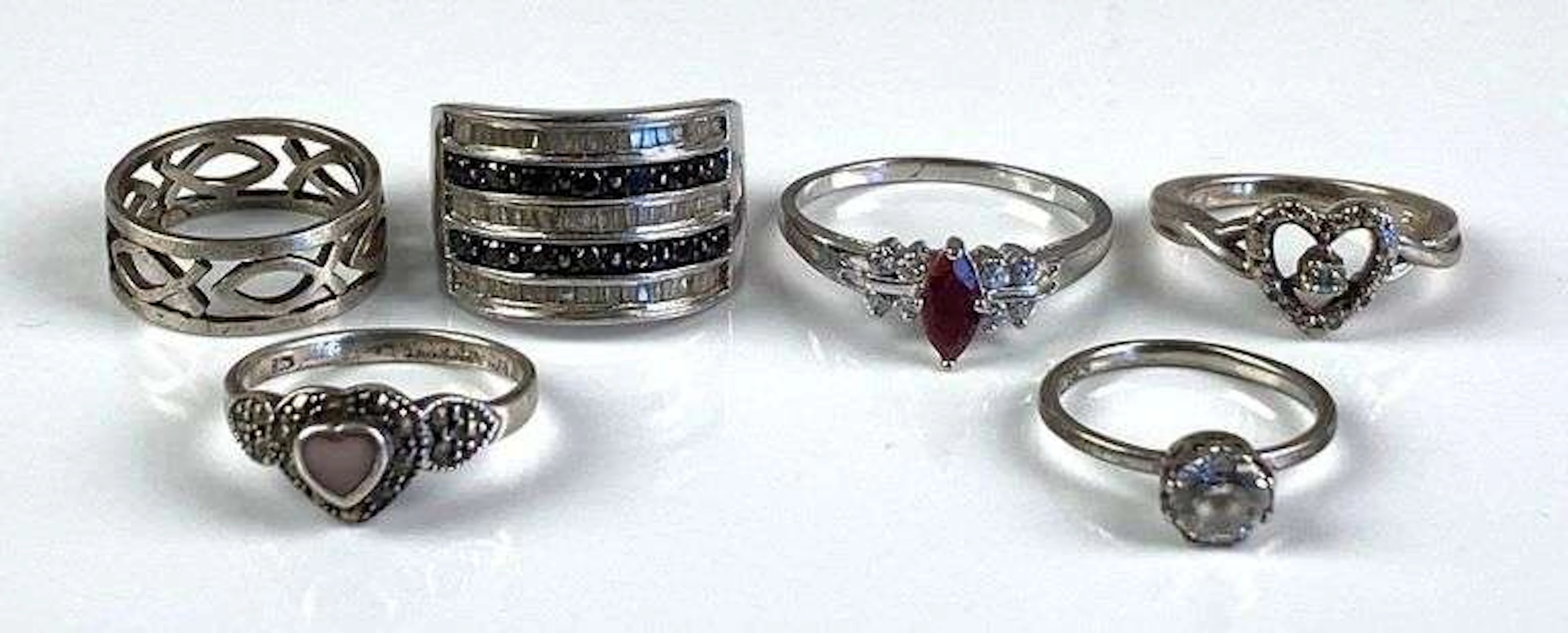 Group of 6 Sterling Silver Rings