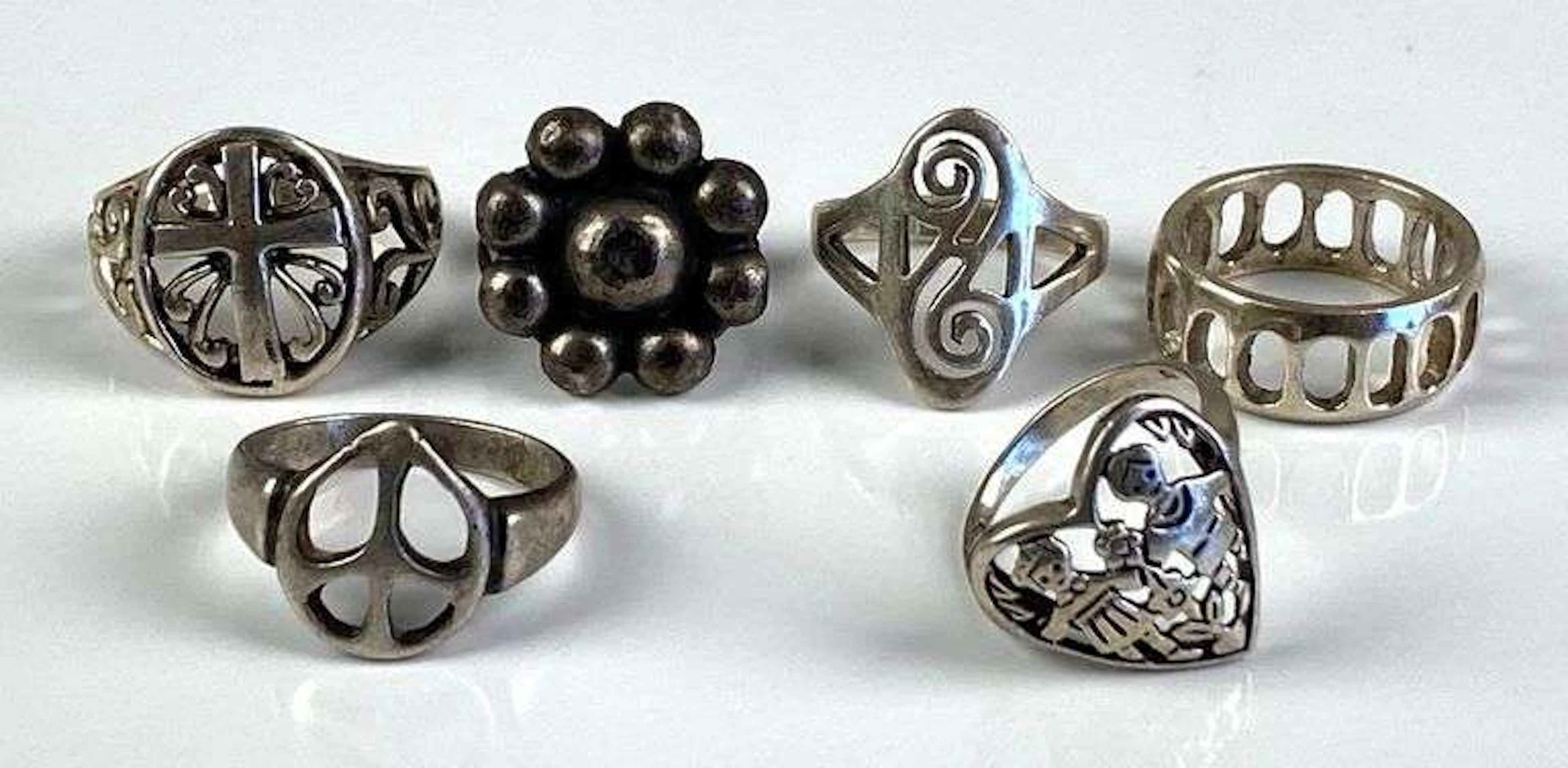 Group of 6 Sterling Silver Rings