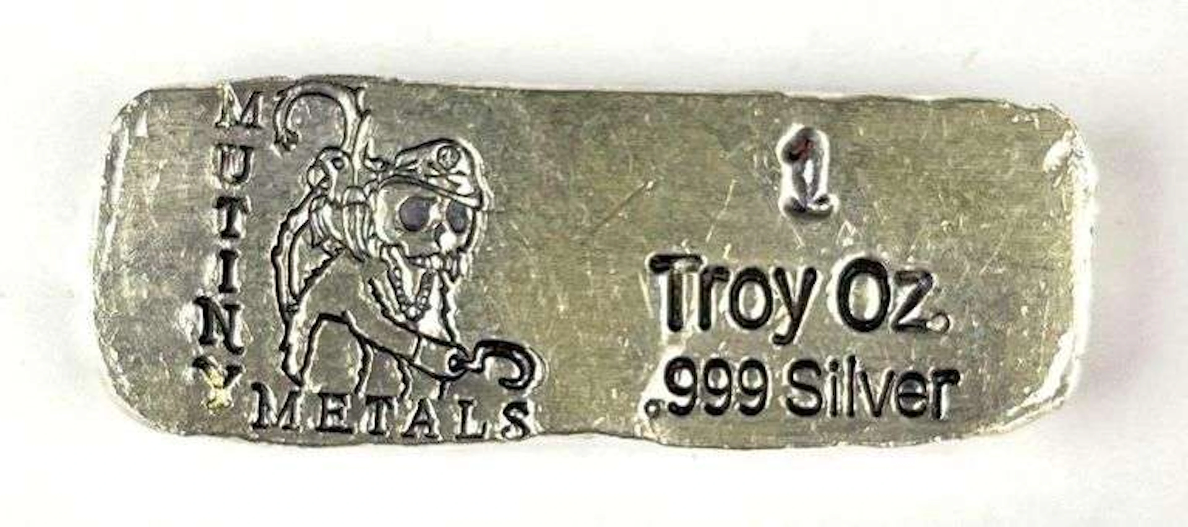 Mutiny Metals Hand Poured Pirate Skeleton 1 oz .999 Silver Ingot/ Bar